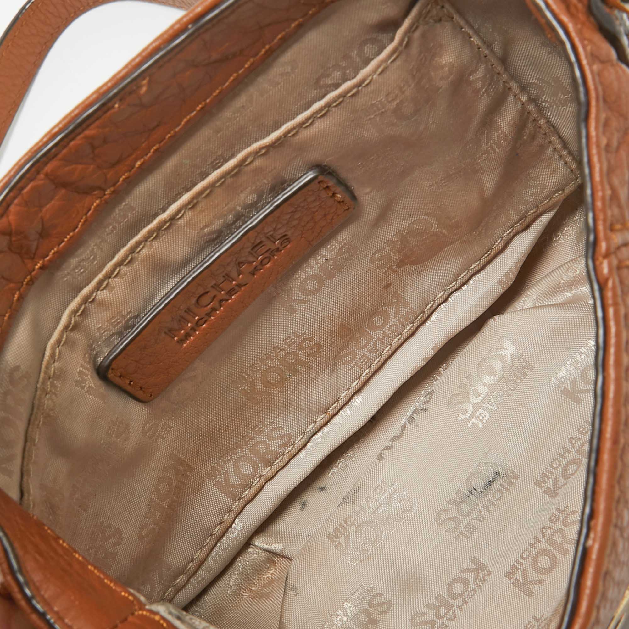 Michael Kors Brown Leather Jet Set Flap Crossbody Bag