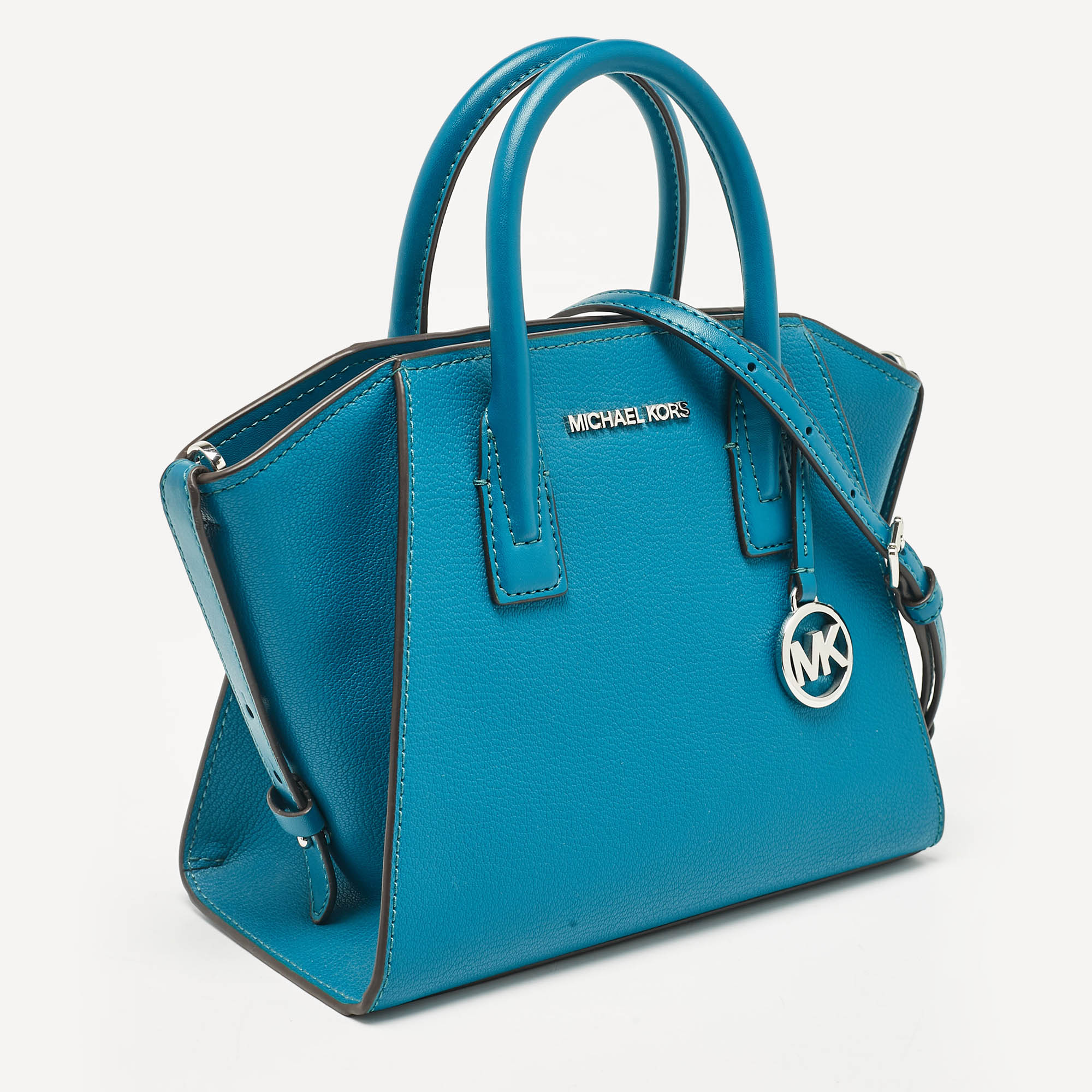 Michael Kors Blue Leather Small Avril Satchel