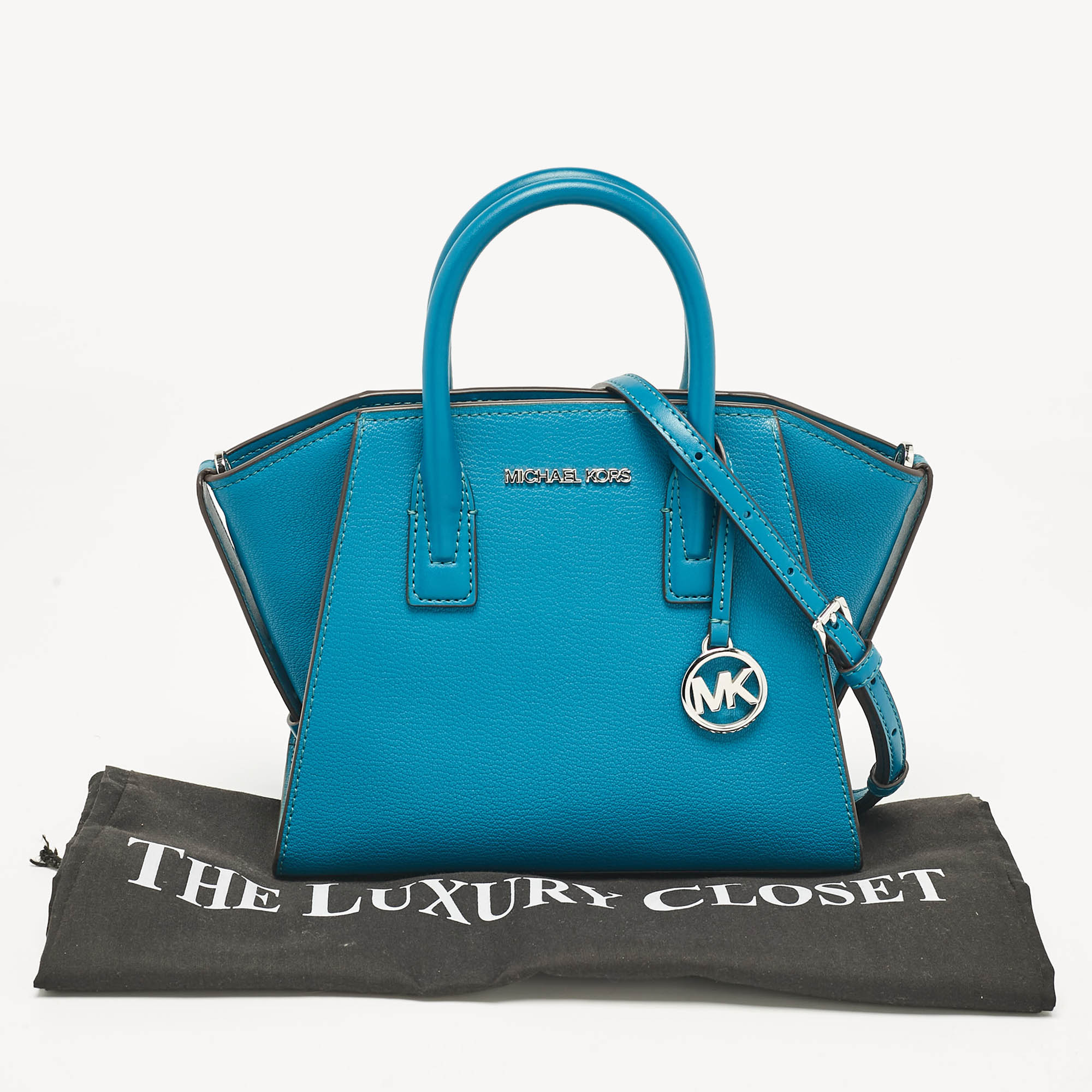 Michael Kors Blue Leather Small Avril Satchel