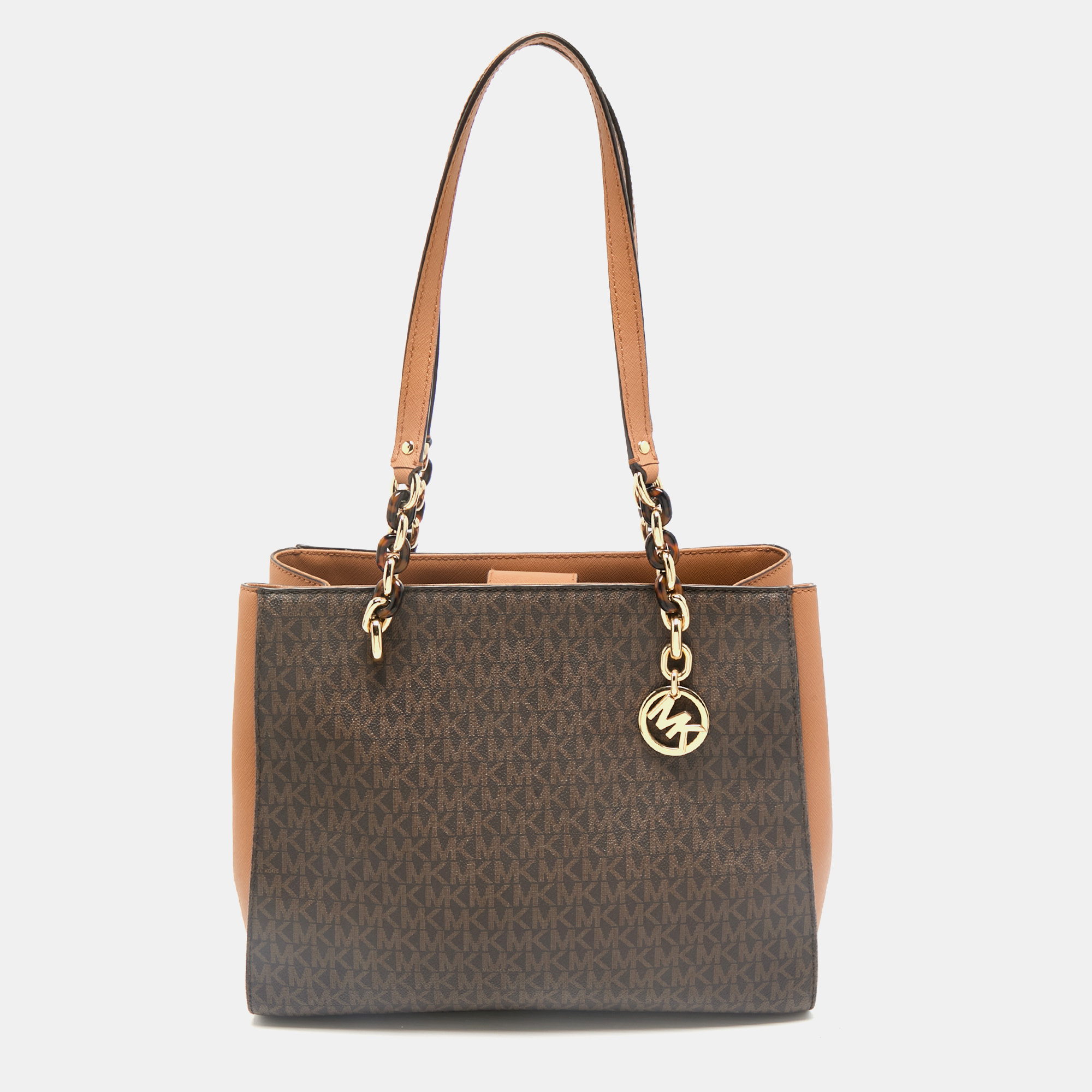 Michael Kors Brown Signature Coated Canvas and Leather Large Sofia Tote
Michael Kors Brown Signature Coated Canvas and Leather Large Sofia Tote