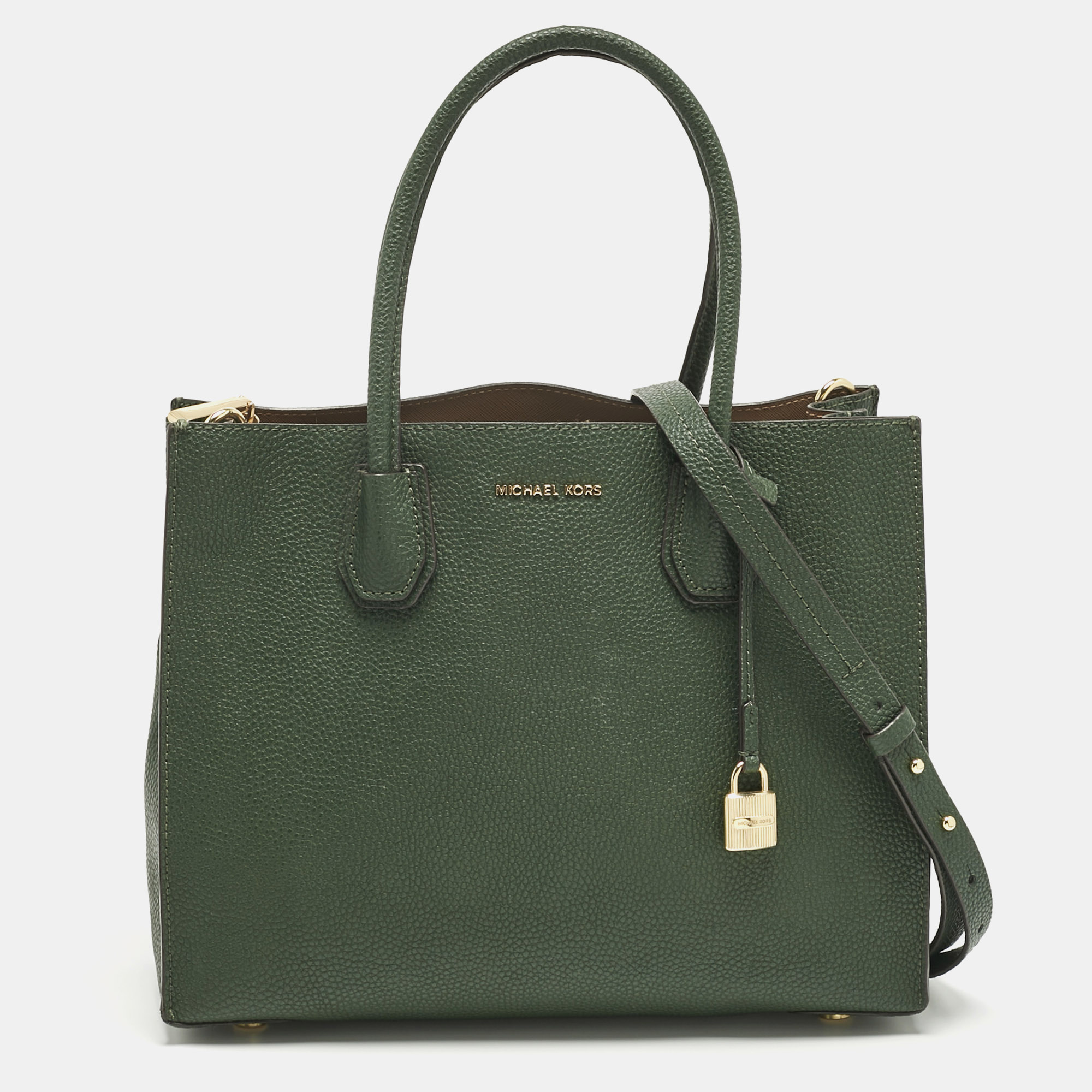 Michael Kors Green Leather Large Mercer Tote