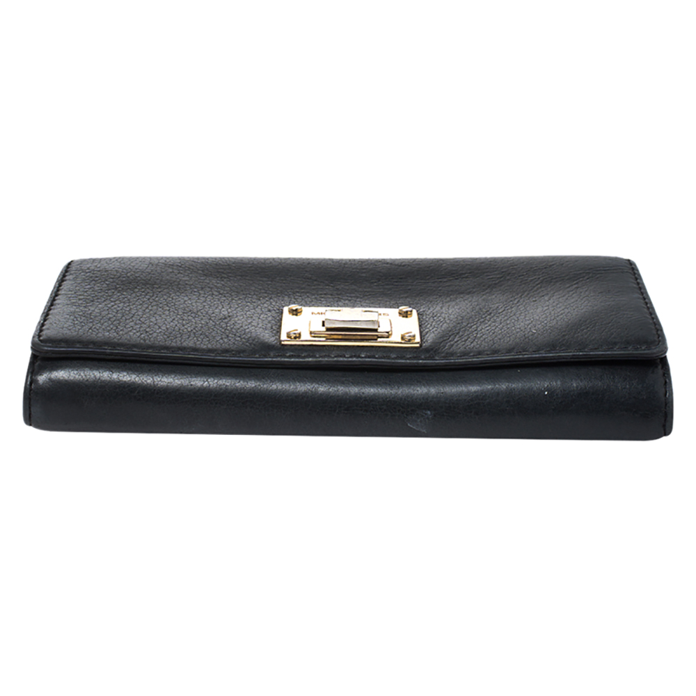Michael Kors Black Leather Flap Continental Wallet