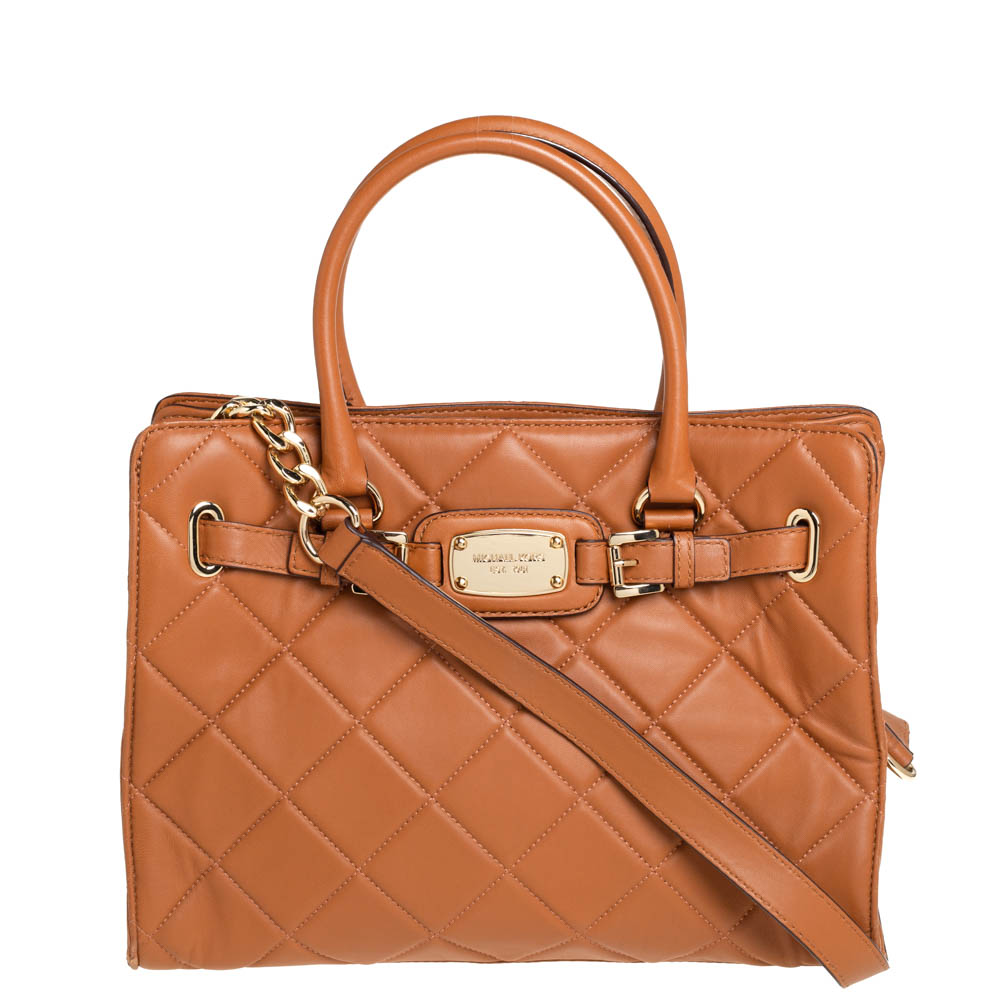 Michael Kors Tan Large Quilted Leather Hamilton Tote