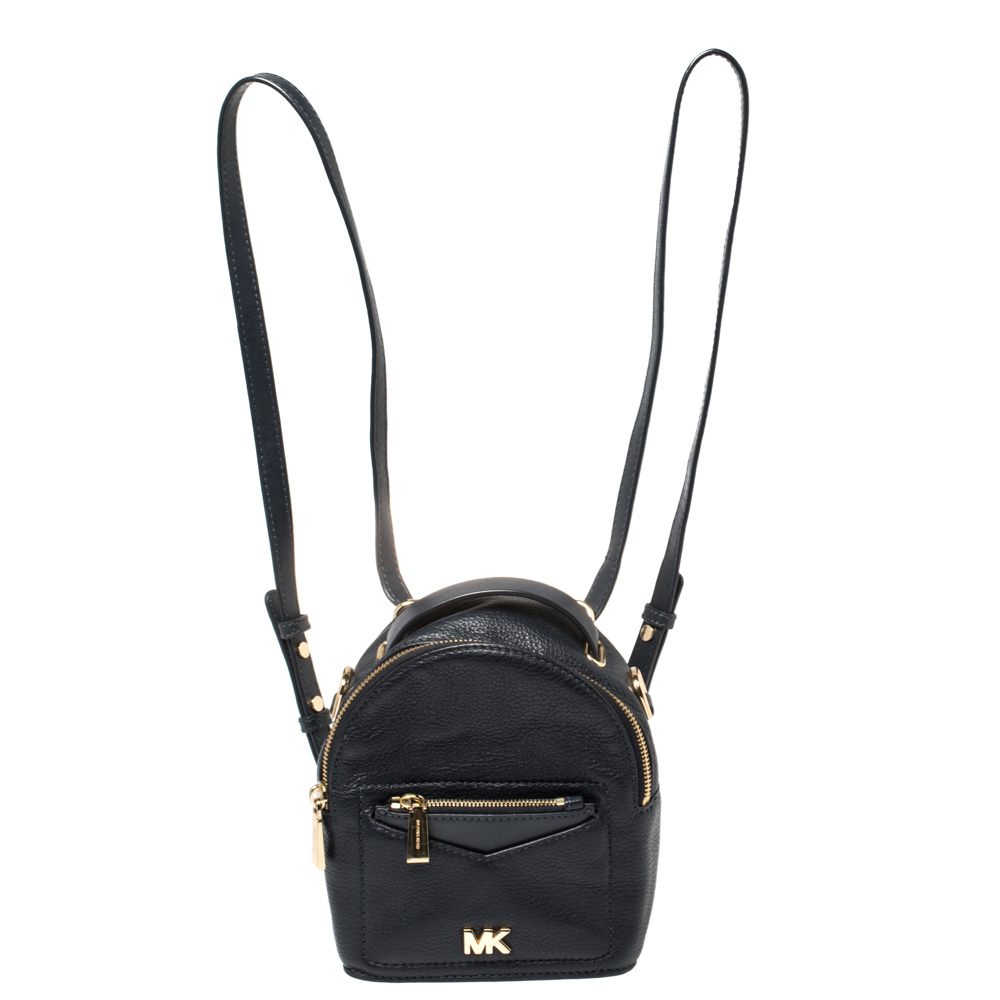 Michael Kors Navy Blue Leather Mini Jessa Backpack