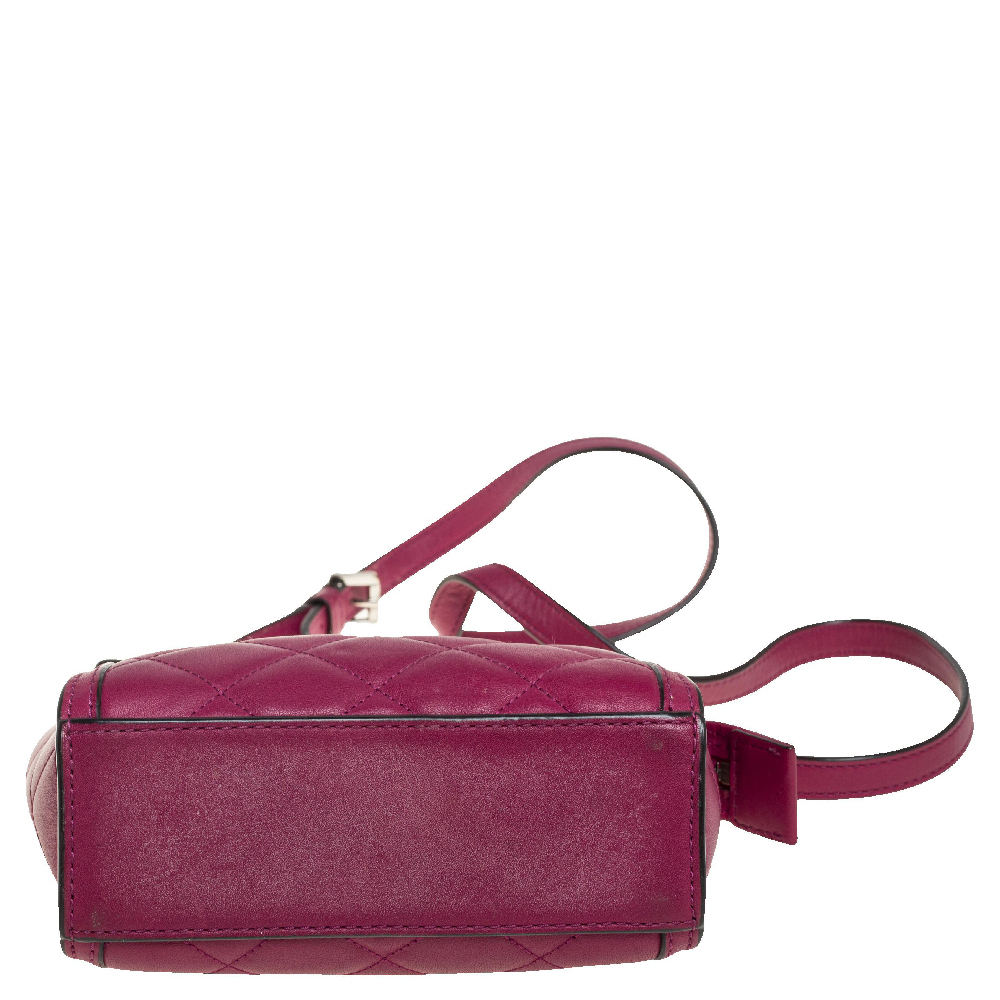 Michael Kors Fuchsia Quilted Leather Mini Selma Crossbody Bag