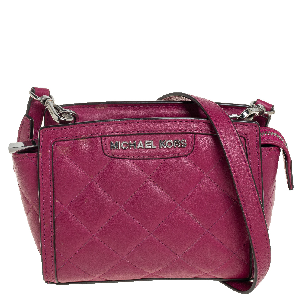 

Michael Kors Fuchsia Quilted Leather Mini Selma Crossbody Bag, Pink