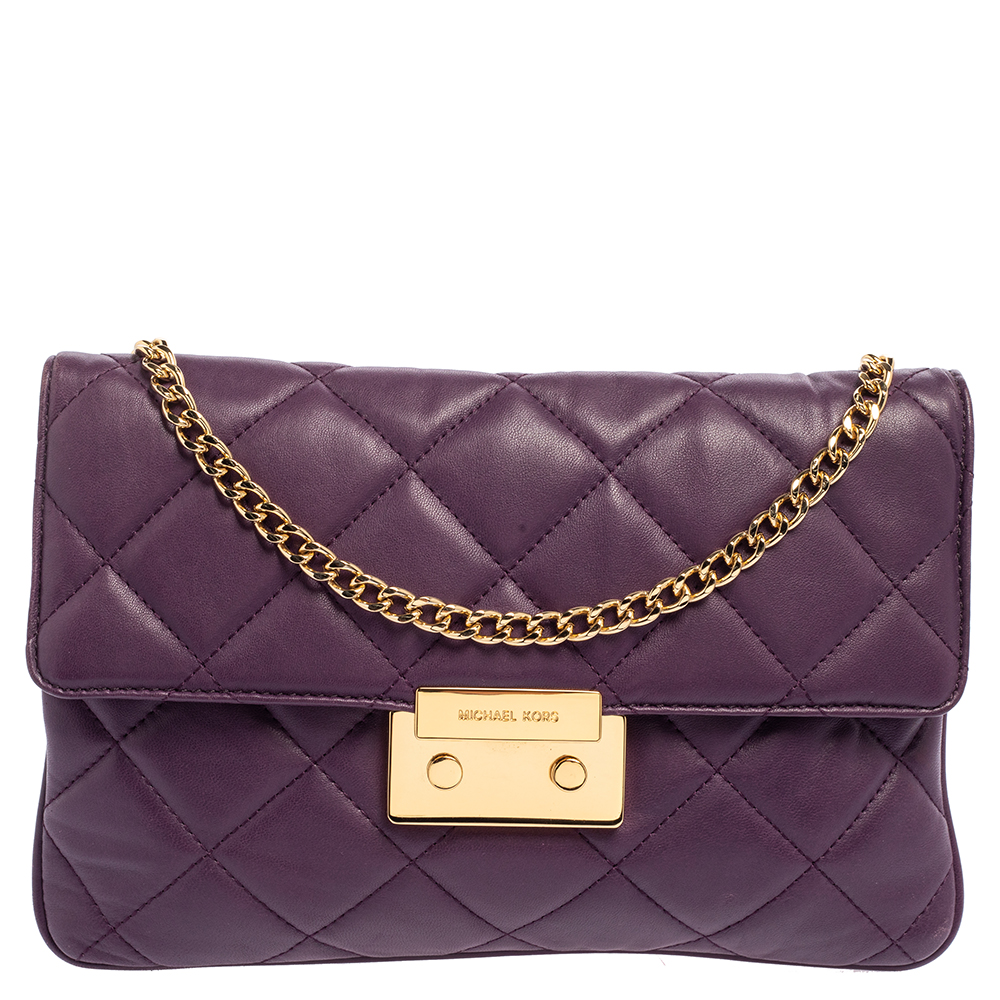 Michael Kors Purple Quilted Leather Sloan Chain Bag