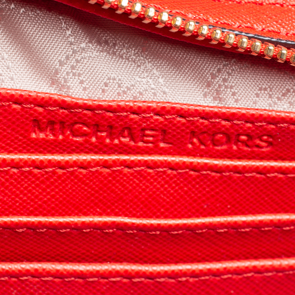 Michael Kors Orange Saffiano Leather Mini Selma Crossbody Bag