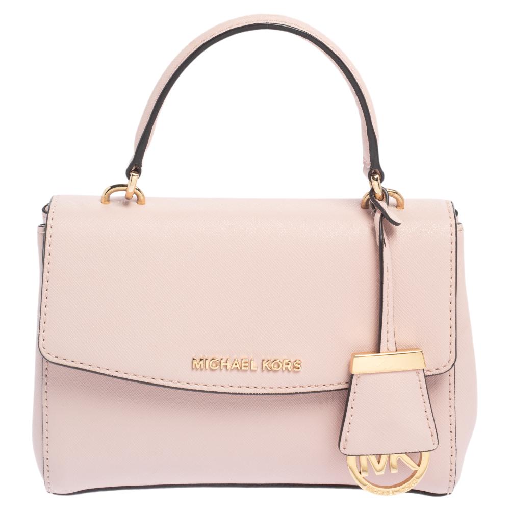 Michael Kors Pink Leather Mini Ava Top Handle Bag
