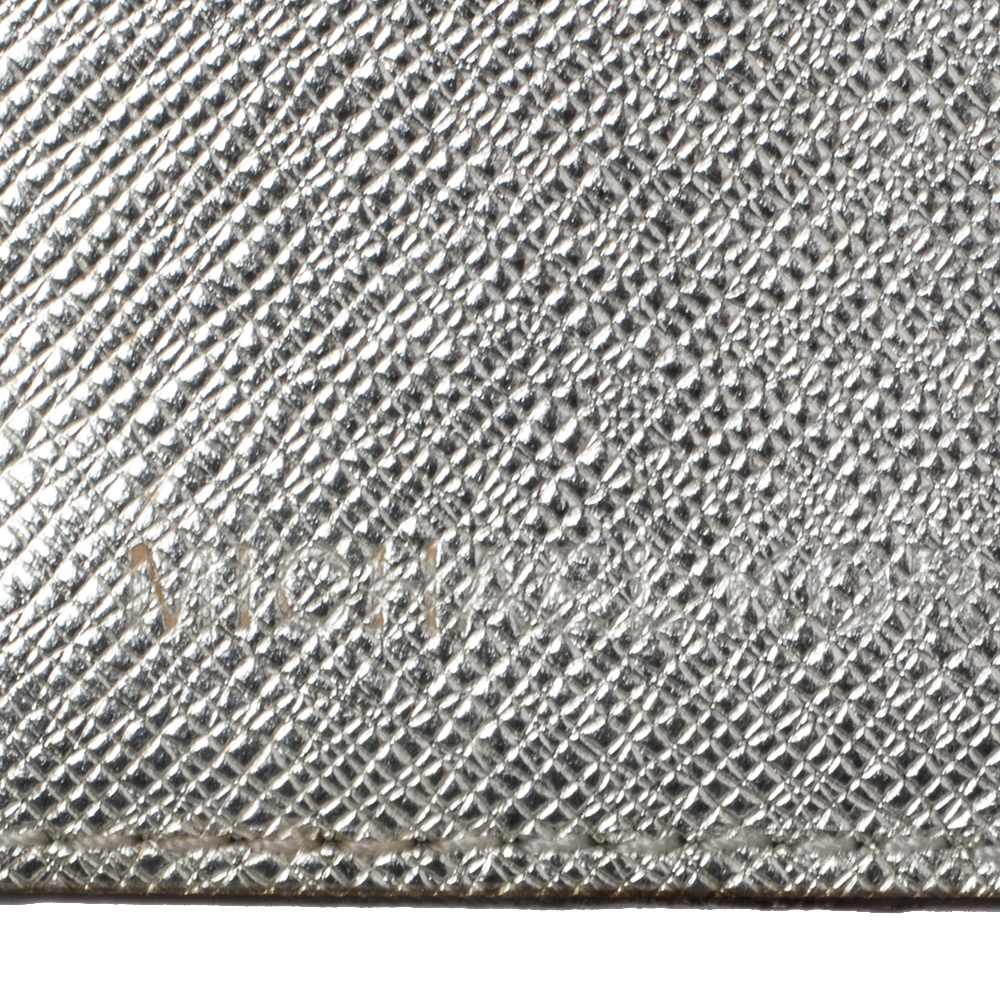 Michael Kors Metallic Silver Signature Coated Canvas Bifold Wallet