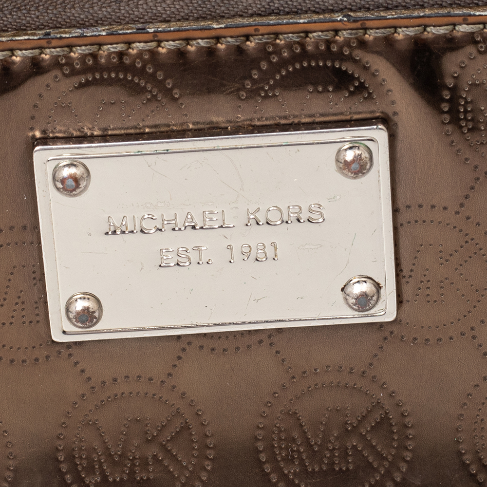 Michael Kors Metallic Gold Leather Jet Set Zip Around Wallet