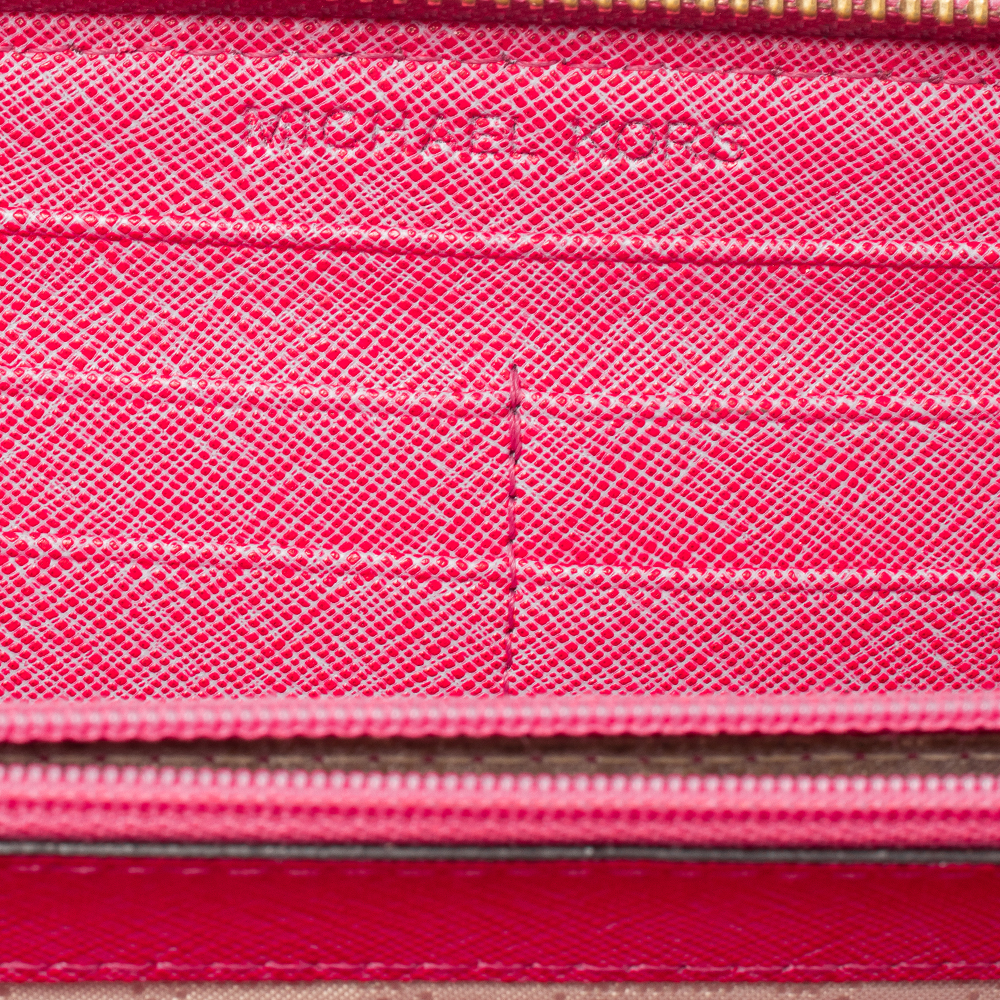 Michael Kors Pink Leather Studded Zip Around Wallet