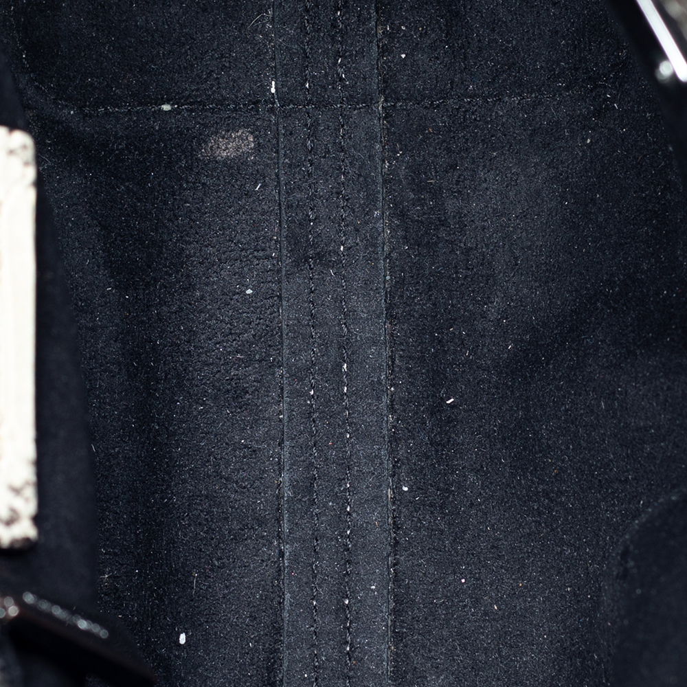 Michael Kors Beige/Black Python Embossed And Leather Satchel