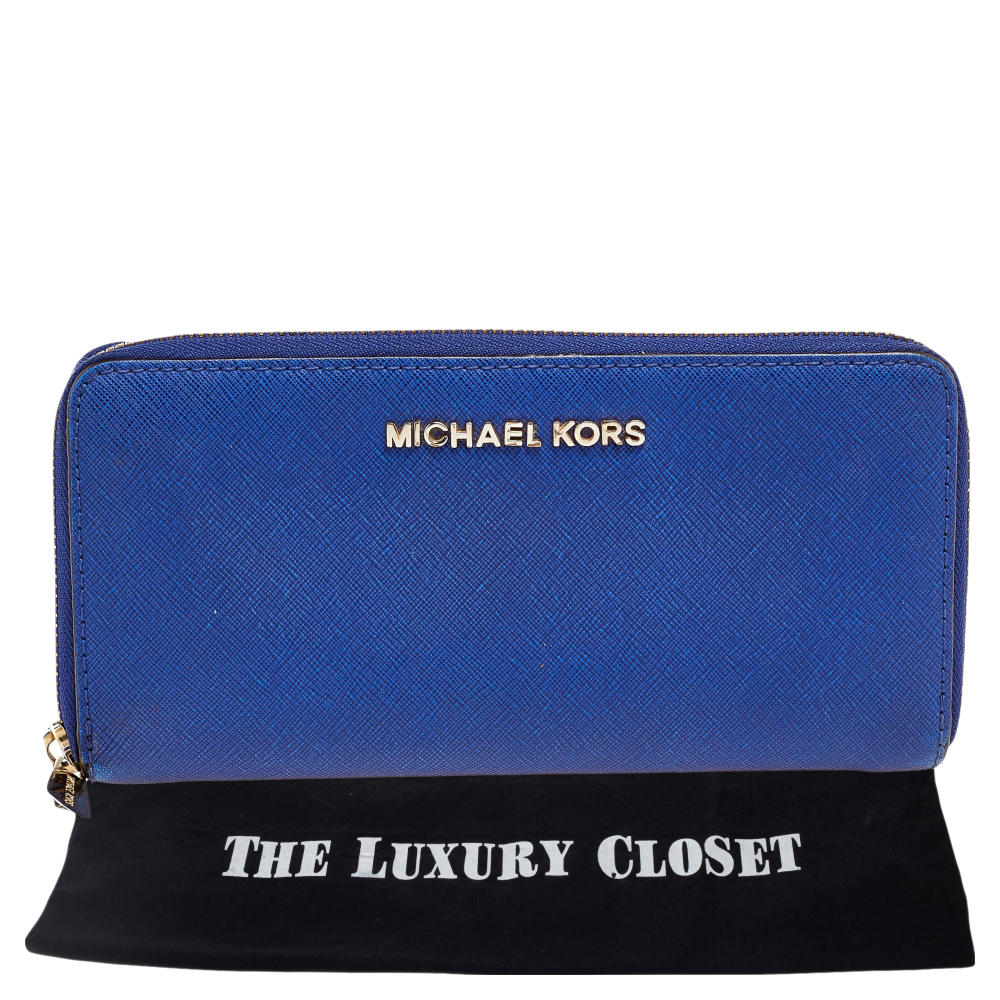 Michael Kors Blue Leather Bedford Continental Wallet