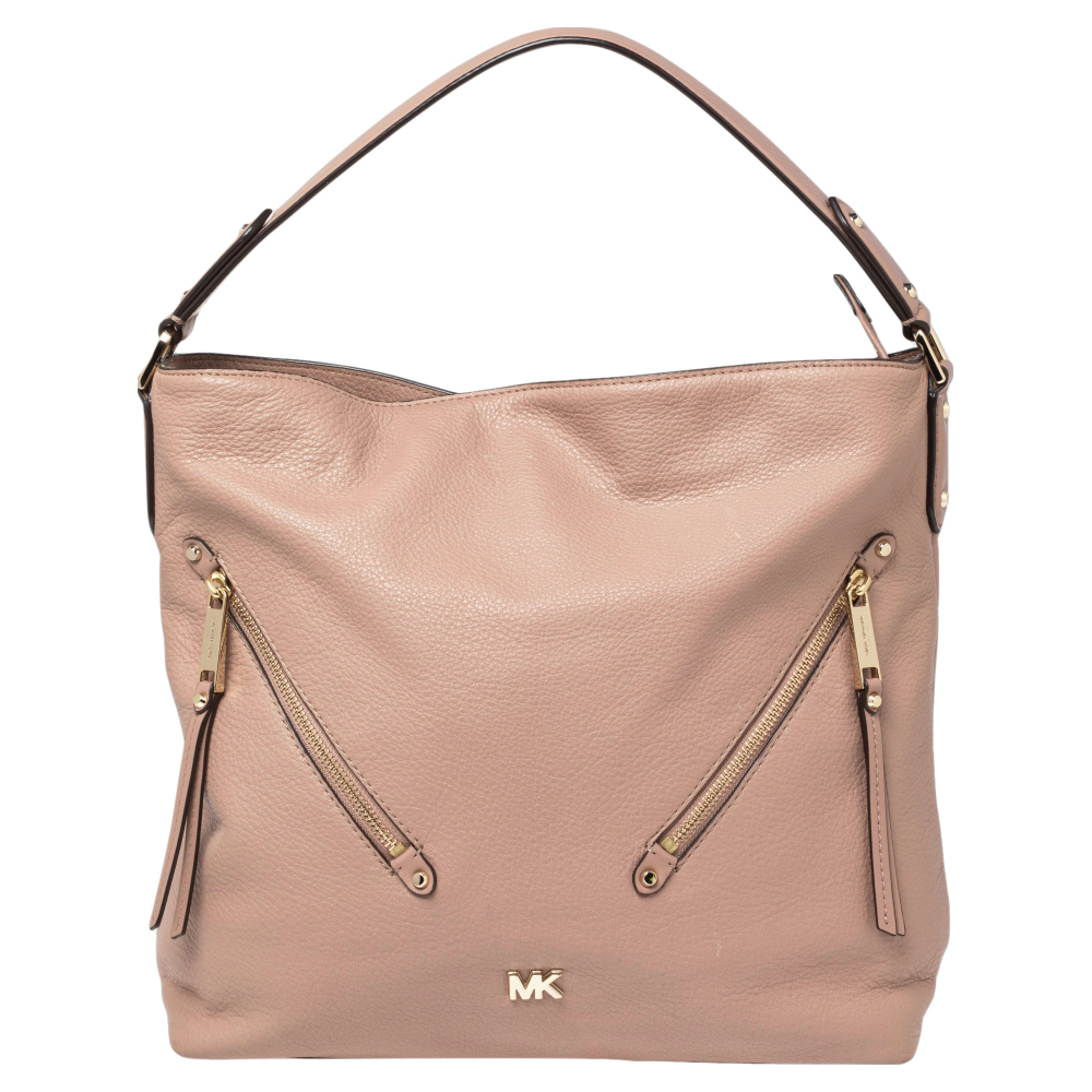 Michael Kors Dusty Pink Pebbled Leather Evie Hobo