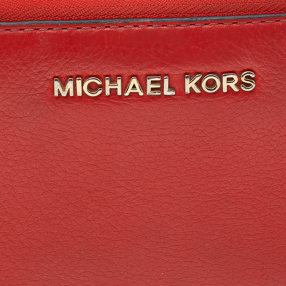 Michael Kors Orange Leather Bedford Zip Around Wallet