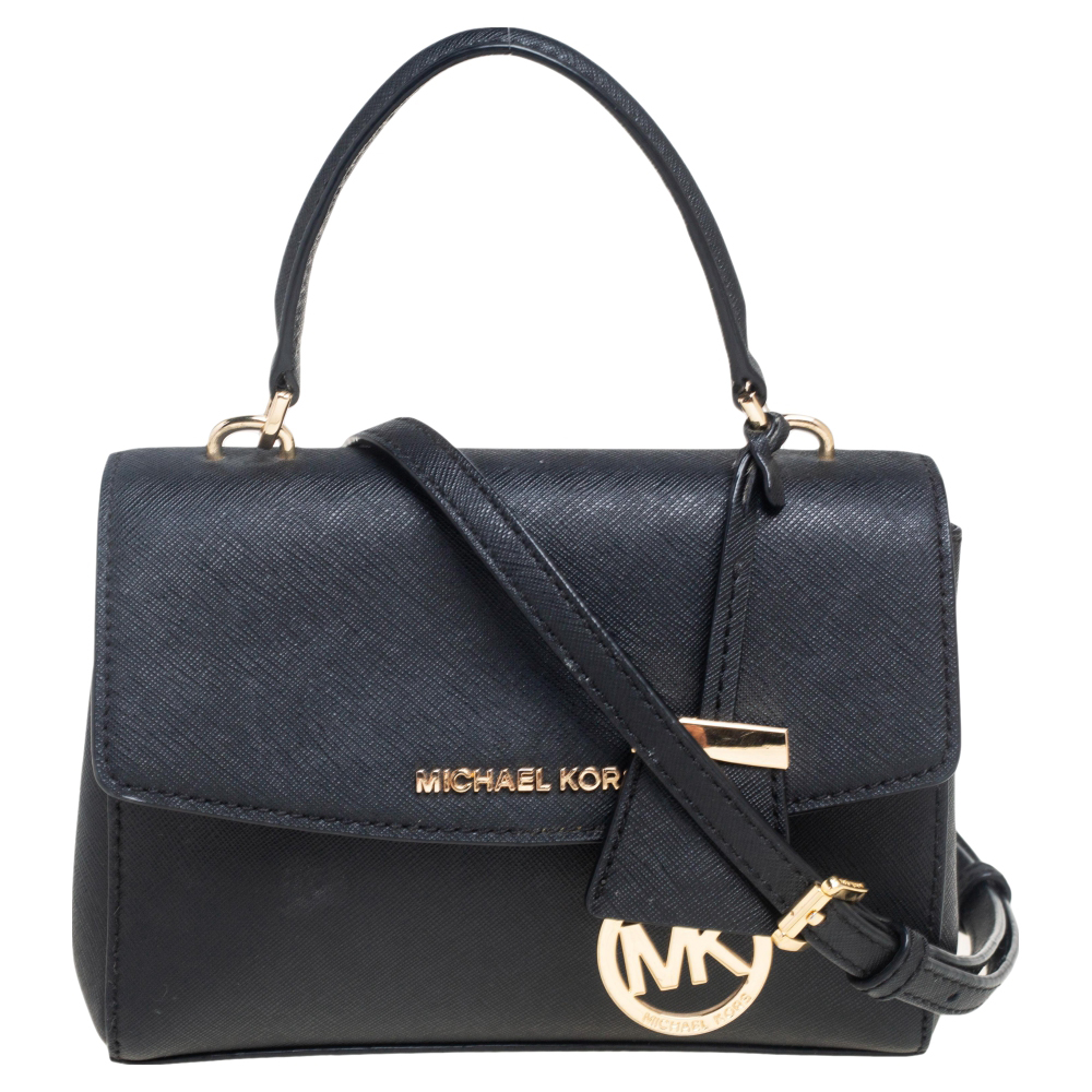 Michael Kors Black Leather Mini Ava Crossbody Bag