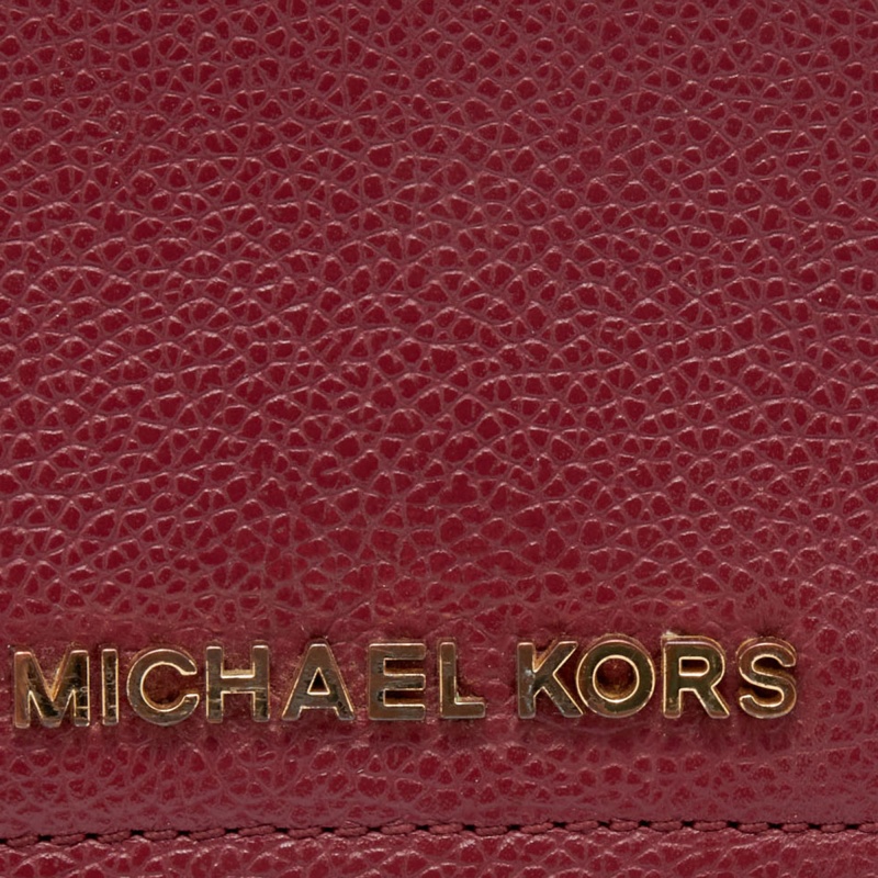Michael Kors Burgundy Leather Jet Set Flap Crossbody Bag