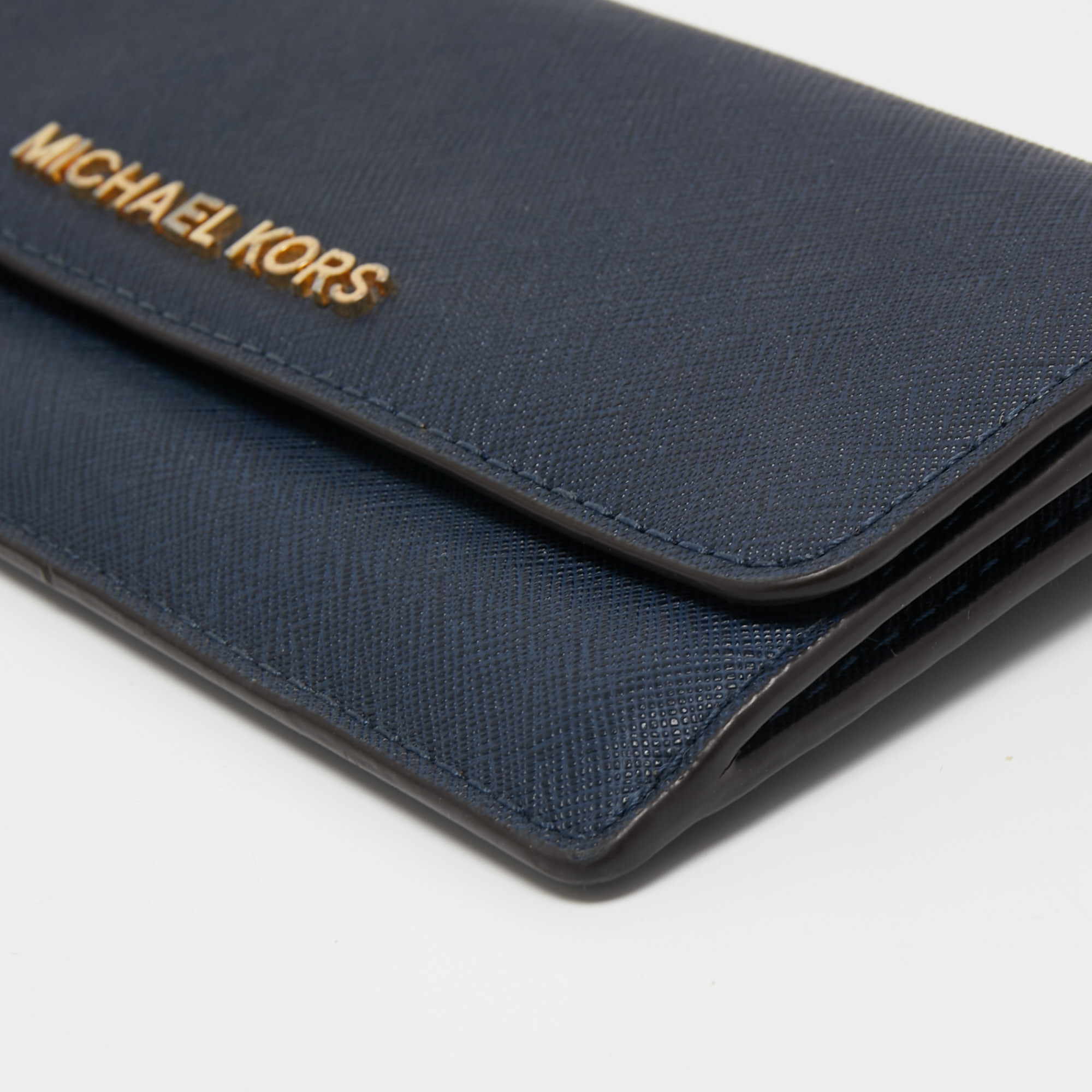 Michael Kors Blue Leather Jet Set Travel Wallet