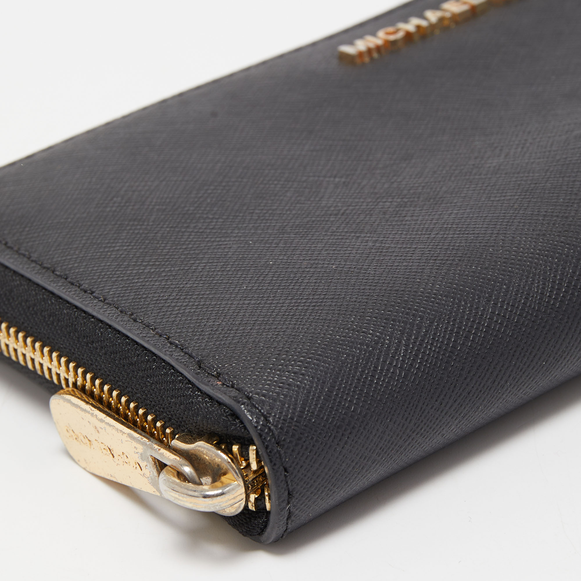 Michael Kors Black Leather Bedford Zip Around Wallet