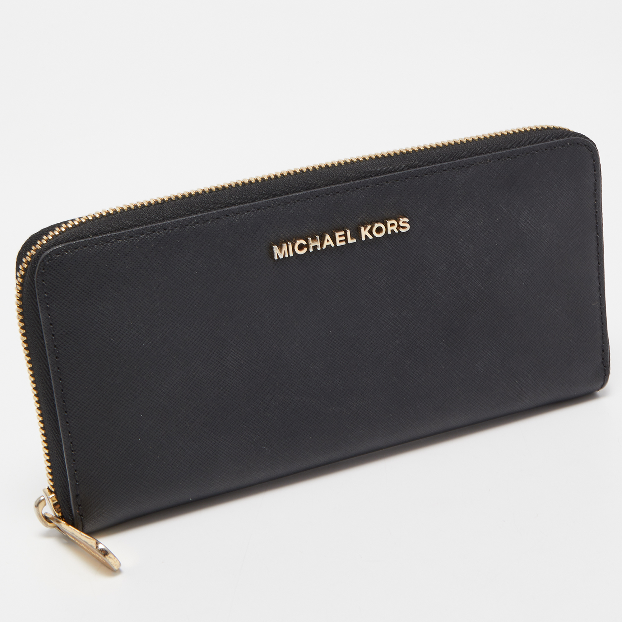 Michael Kors Black Leather Bedford Zip Around Wallet