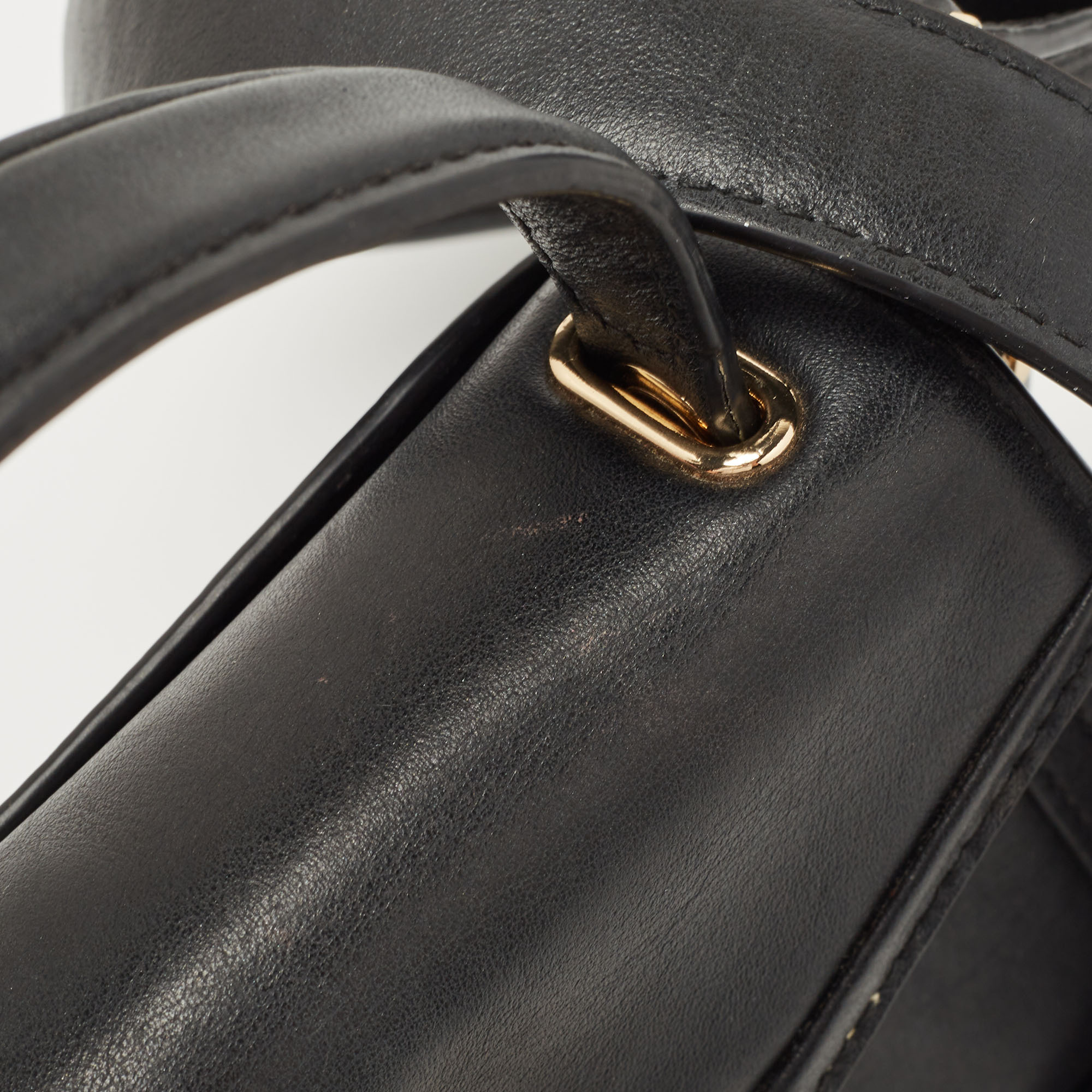 Michael Kors Black Leather Mini Whitney Top Handle Bag