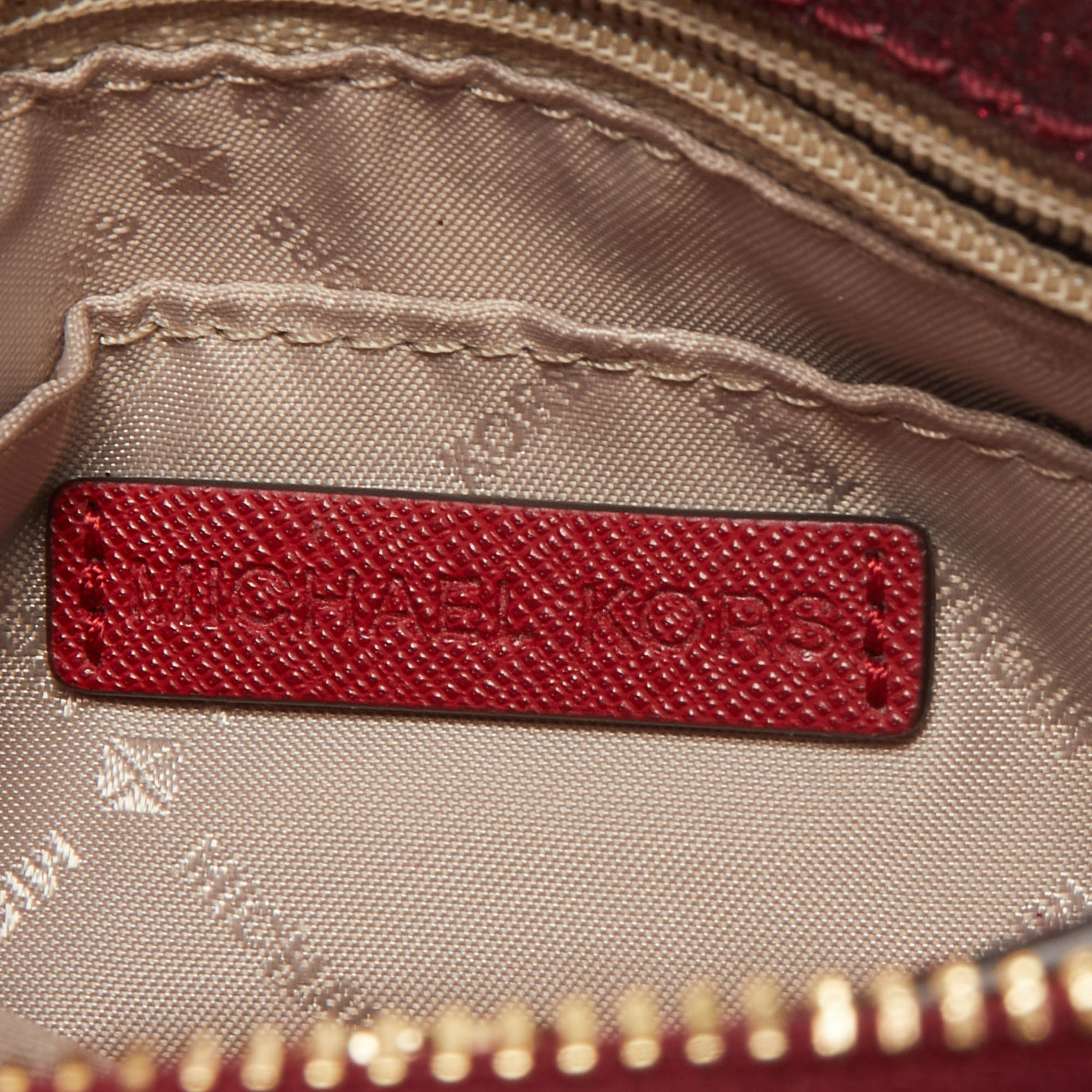 Michael Kors Red Glitter Fabric XS Savannah Top Handle Bag