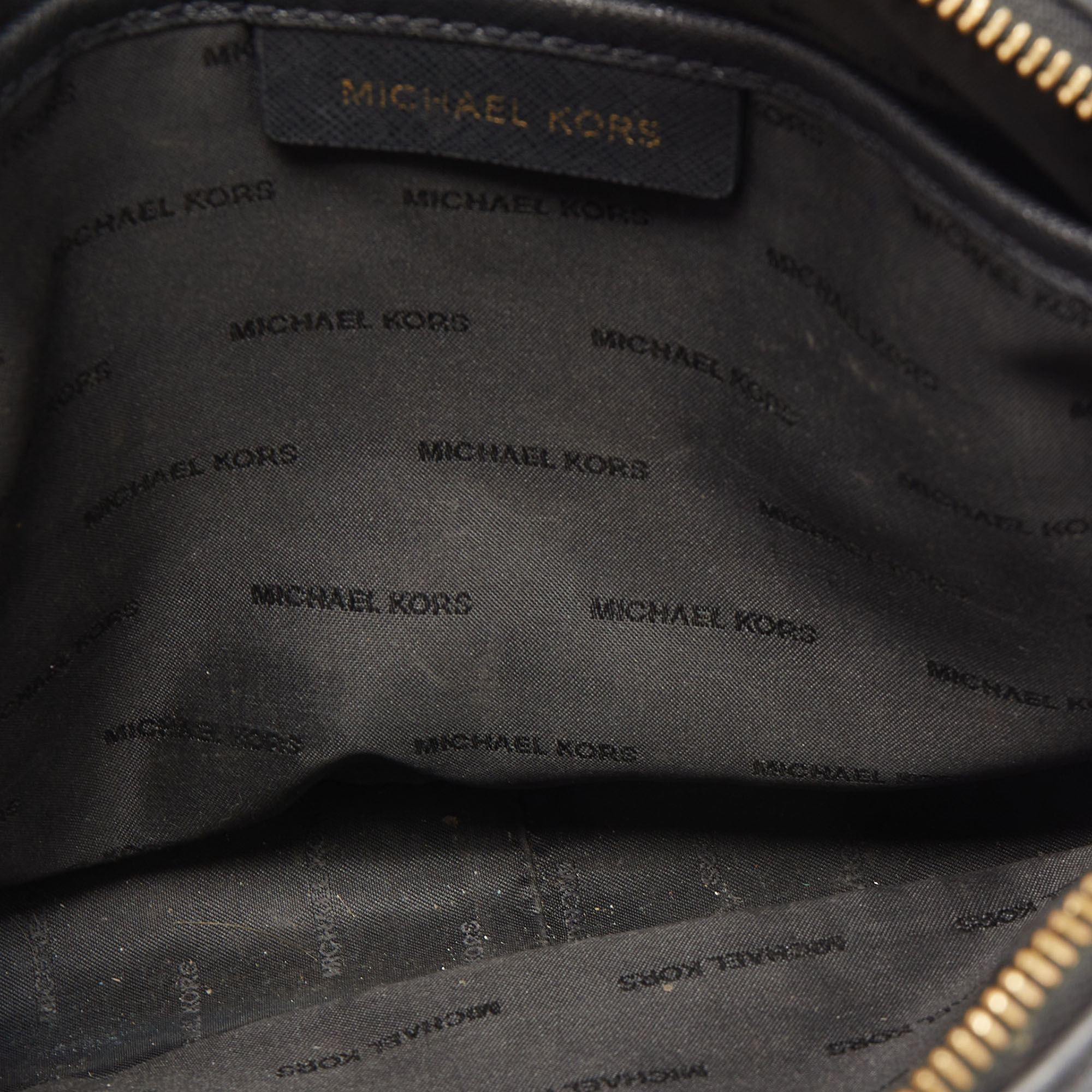 Michael Kors Black Saffiano Leather Jet Set Camera Crossbody Bag