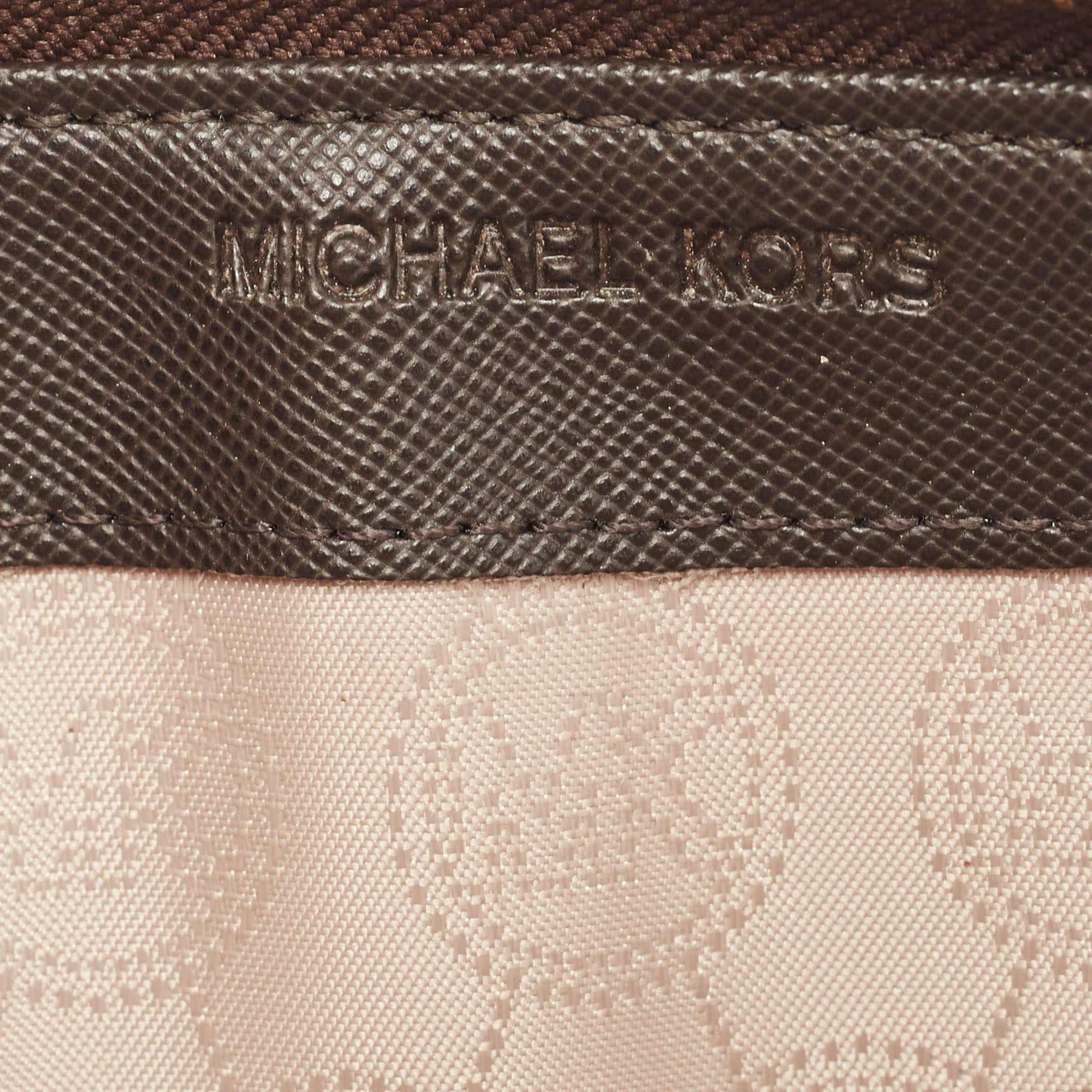 Michael Kors Dark Brown Monogram Coated Canvas Zip Around Wallet