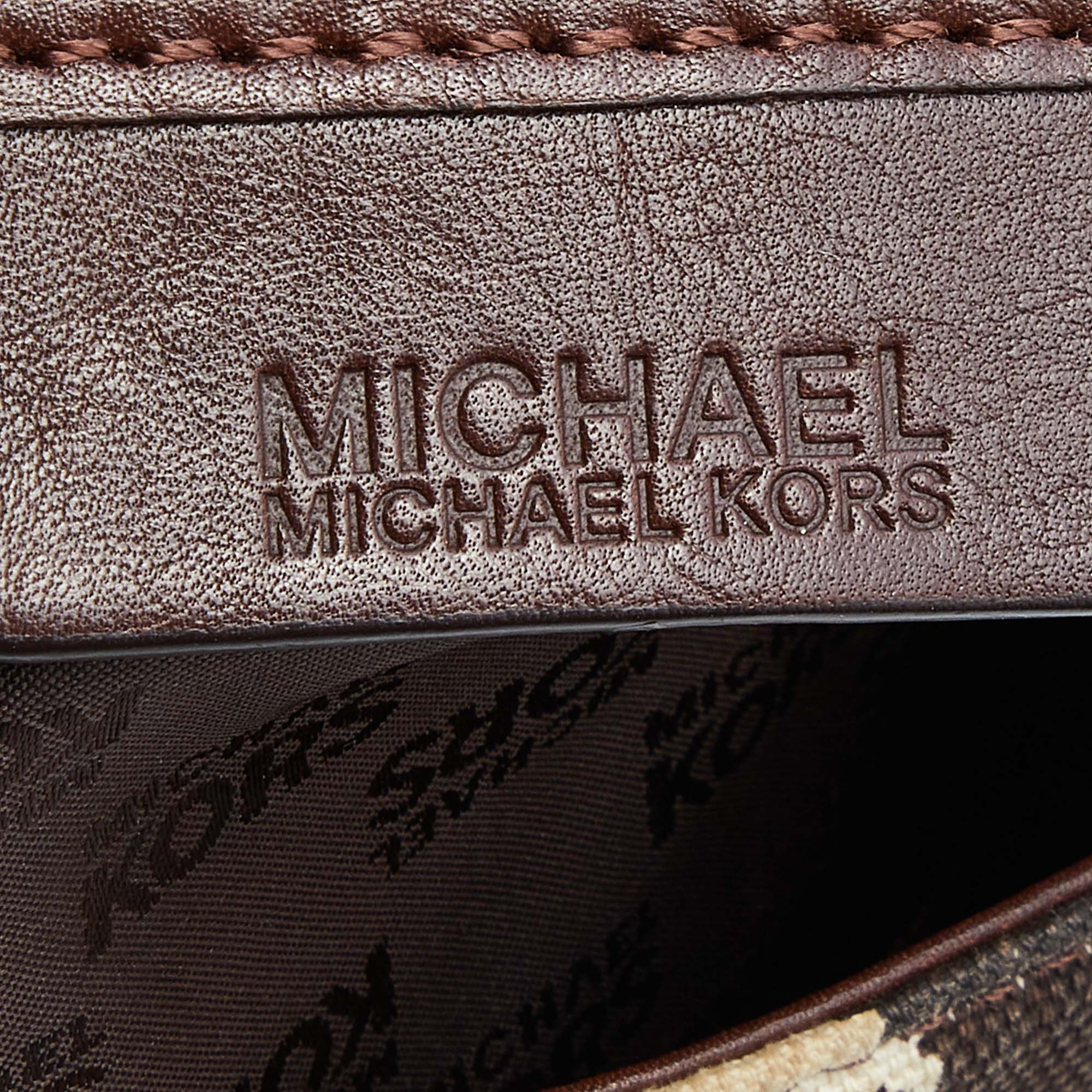 MICHAEL Michael Kors Brown/Beige Zebra Print Canvas And Leather Hobo