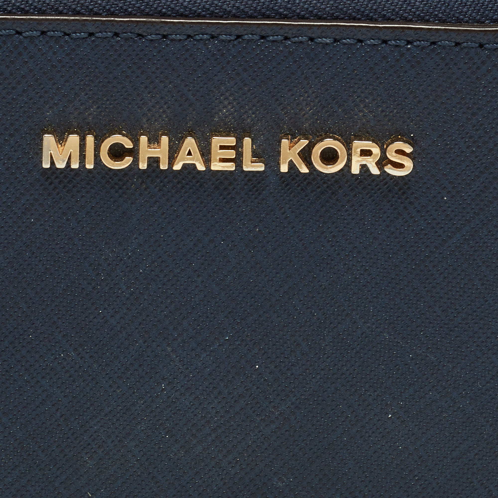 Michael Kors Blue Leather Zip Around Wristlet Wallet