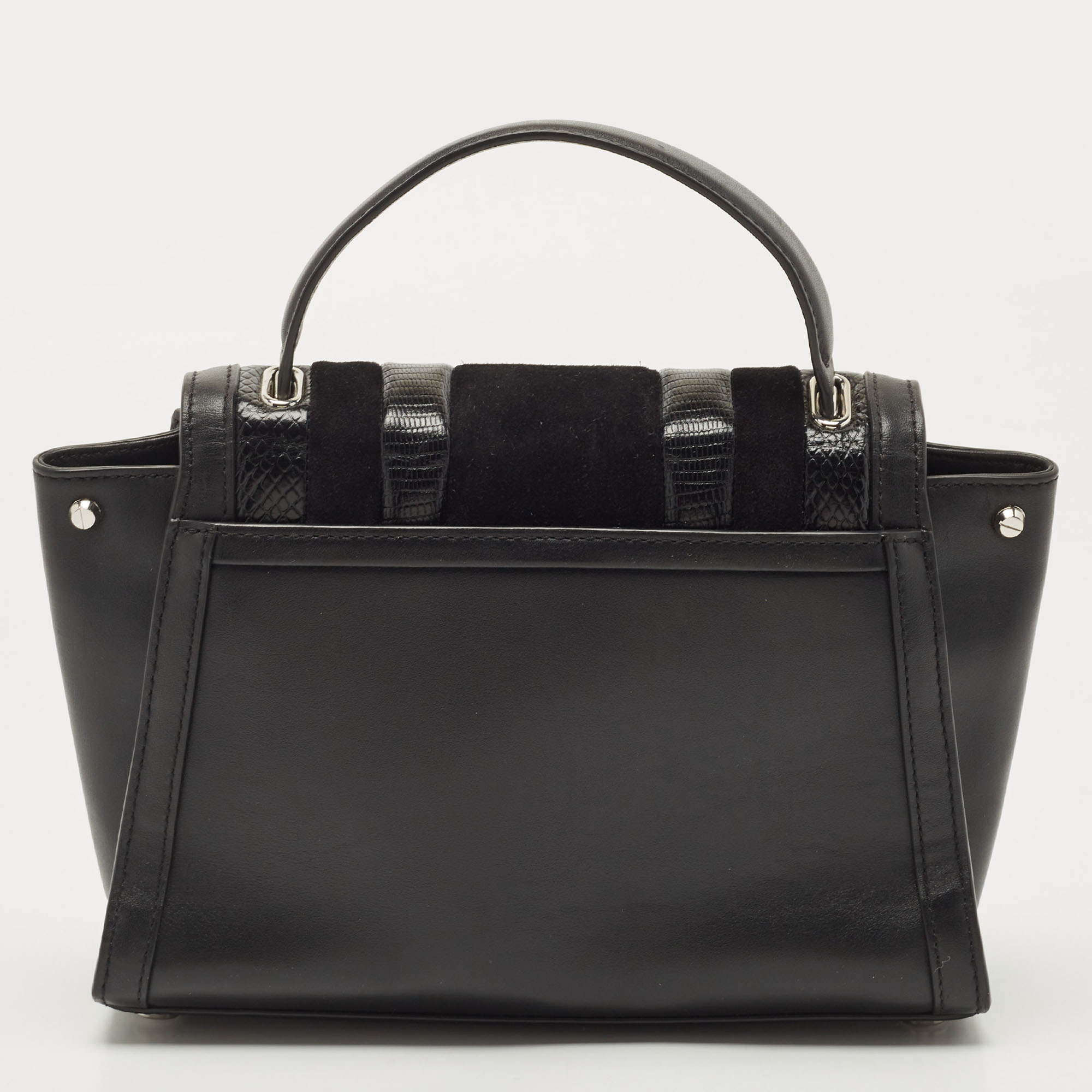 Michael Kors Black Suede And Leather Whitney Top Handle Bag