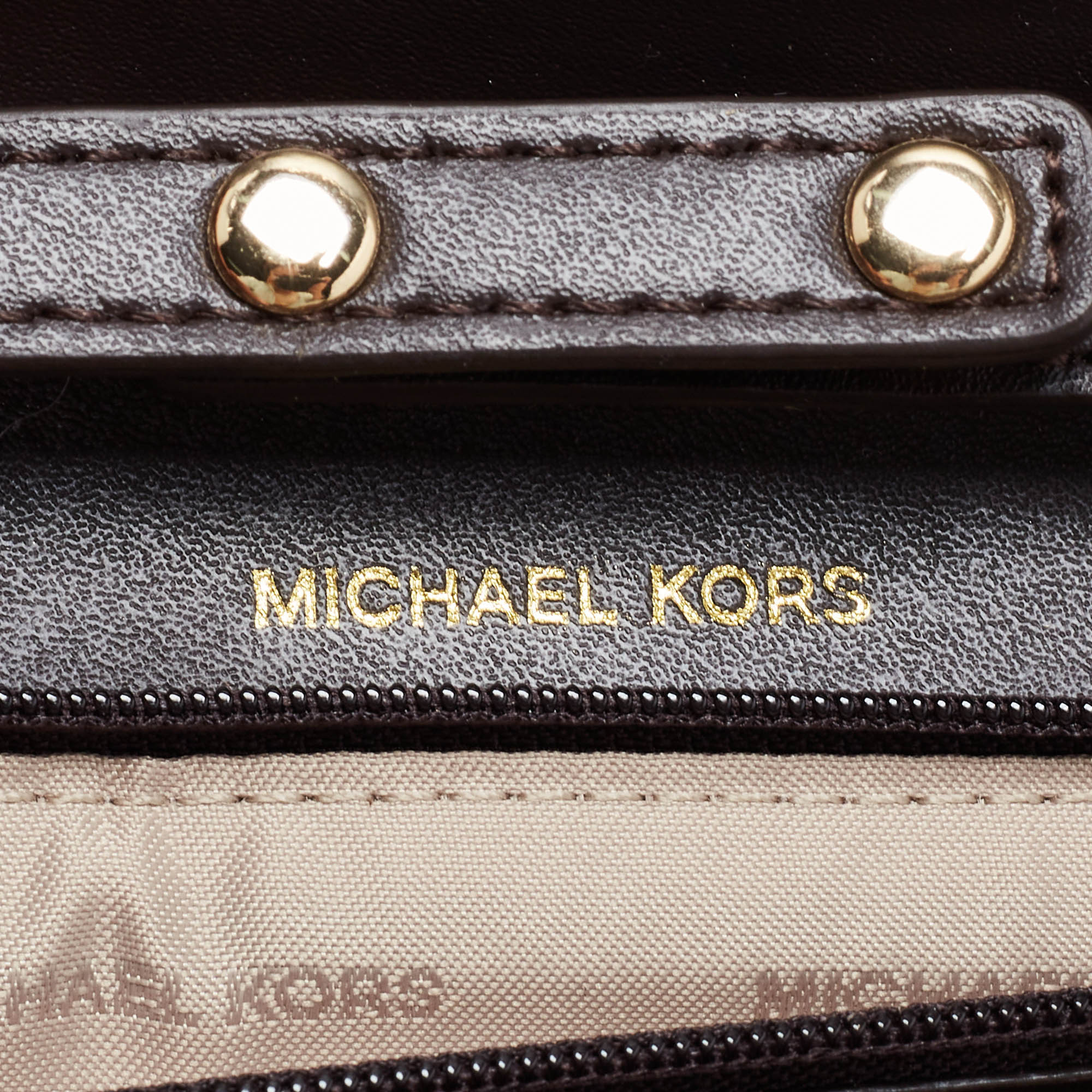 Michael Kors Brown Signature Canvas And Leather Sloan Wallet On Chain