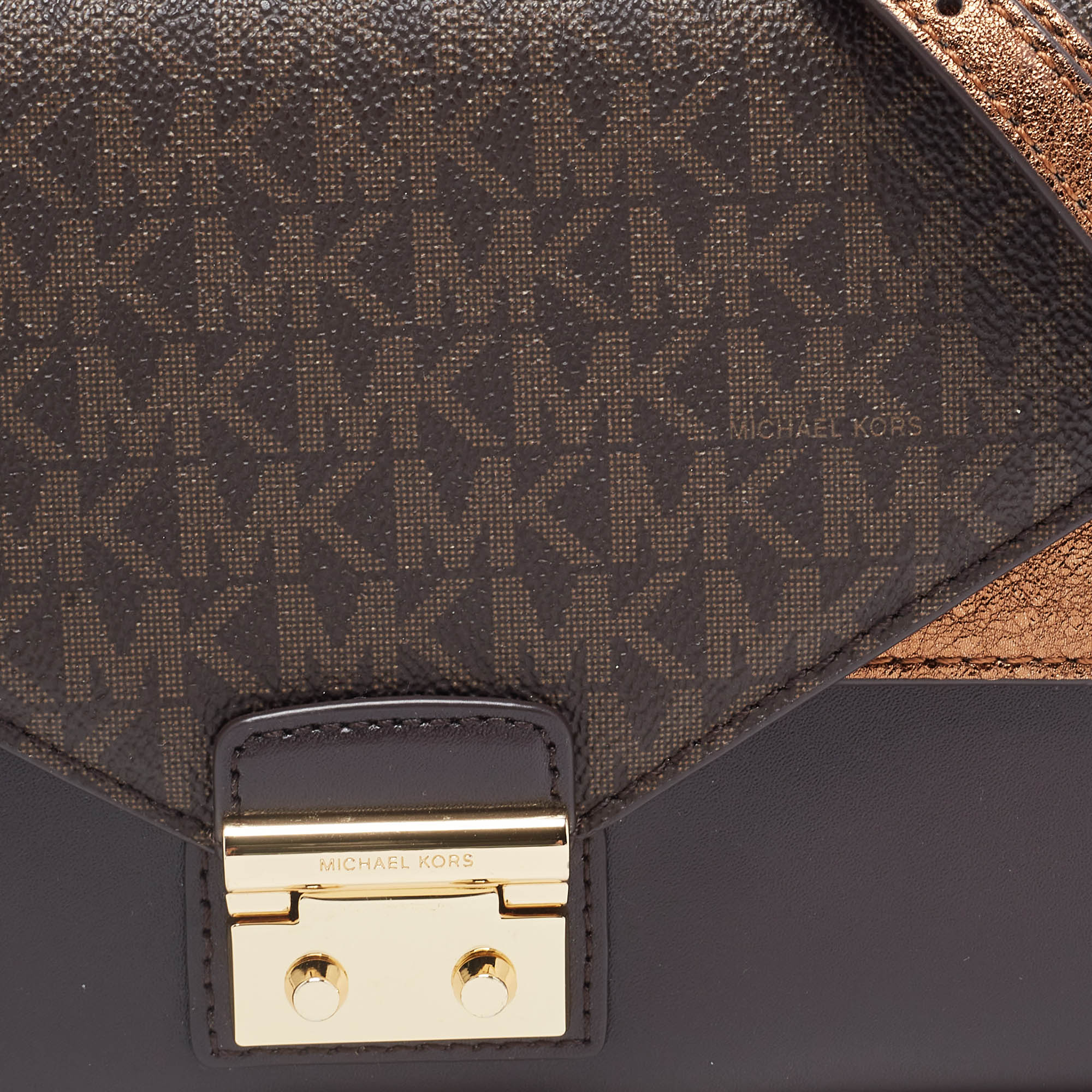 Michael Kors Brown Signature Canvas And Leather Sloan Wallet On Chain