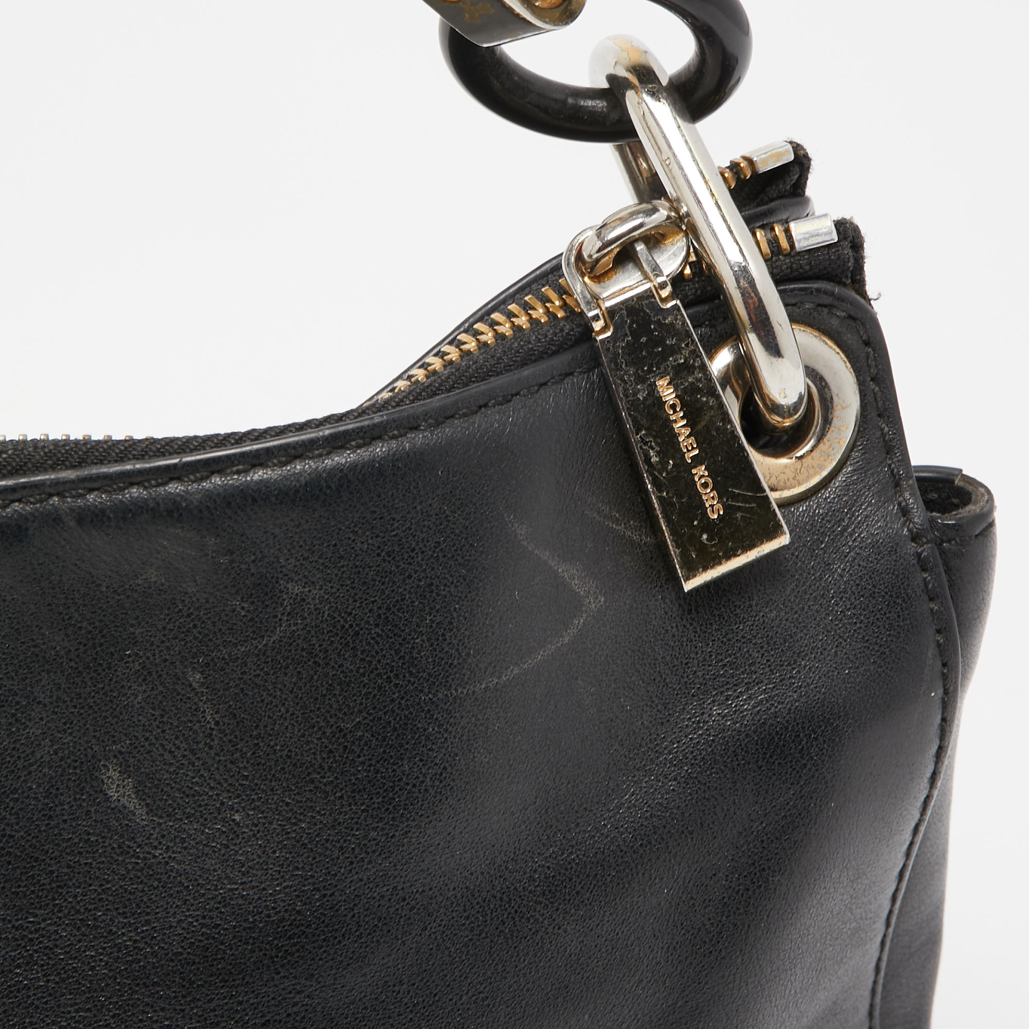 Michael Kors Black Leather Raven Shoulder Bag