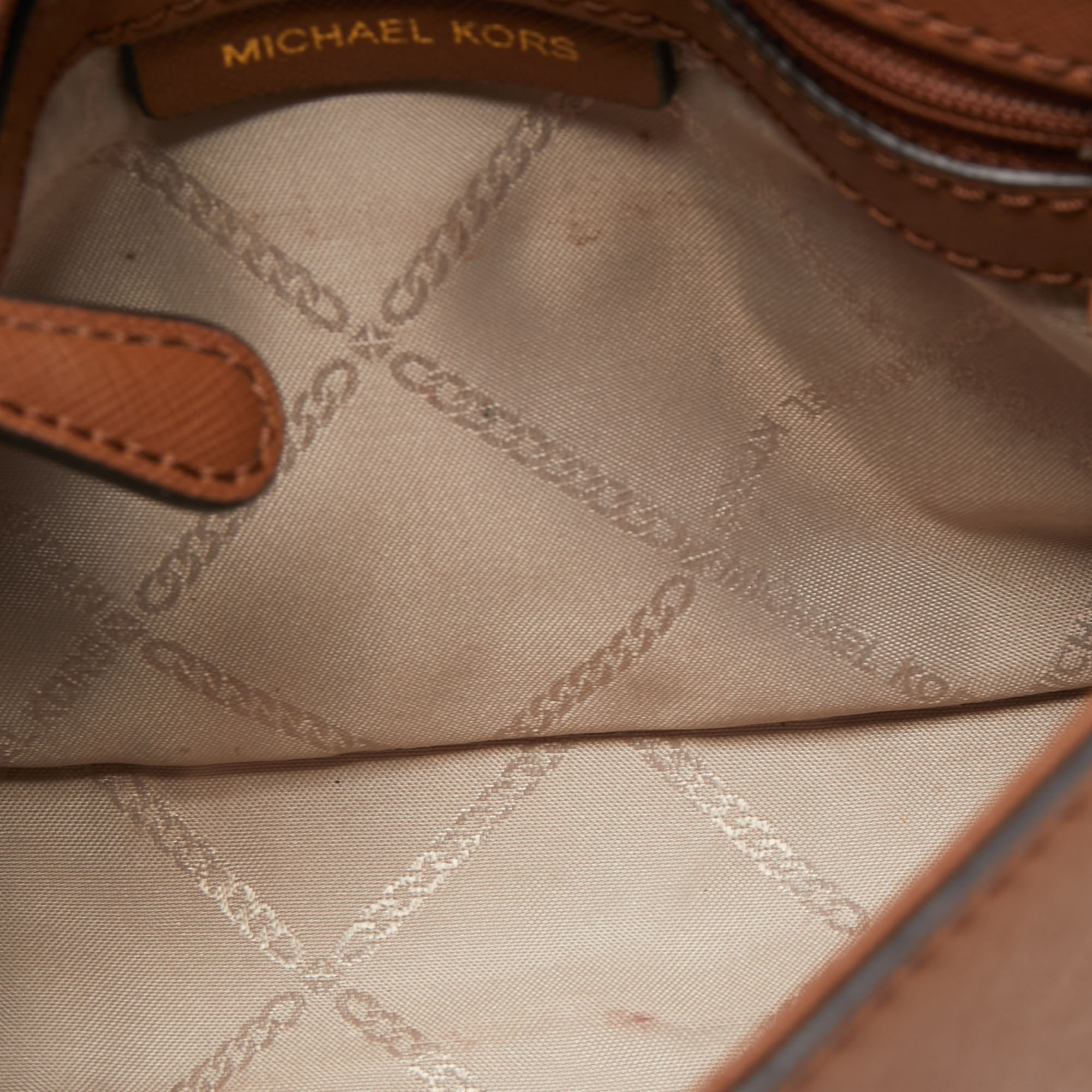 Michael Kors Brown Saffiano Leather Mini Ava Top Handle Bag