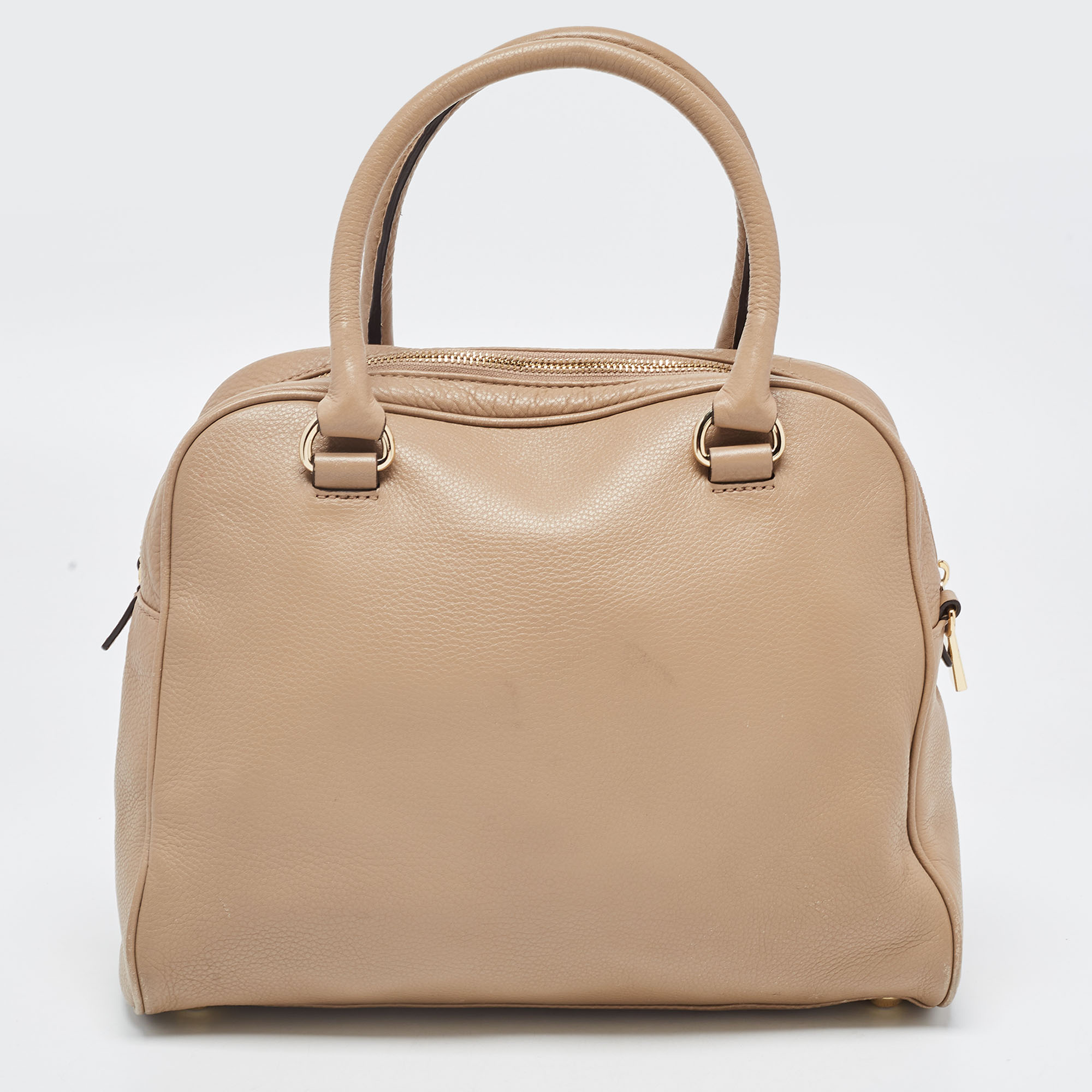 MICHAEL Micheal Kors Beige Leather Dome Satchel