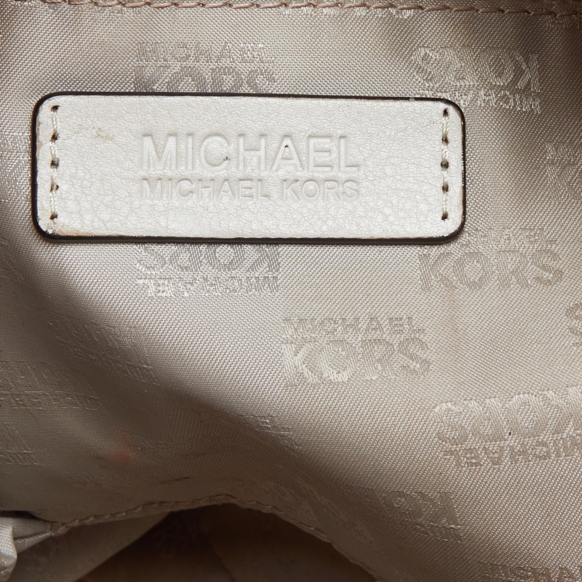 MICHAEL Michael Kors Beige/White GG Canvas And Leather Bedford Belted Shoulder Bag