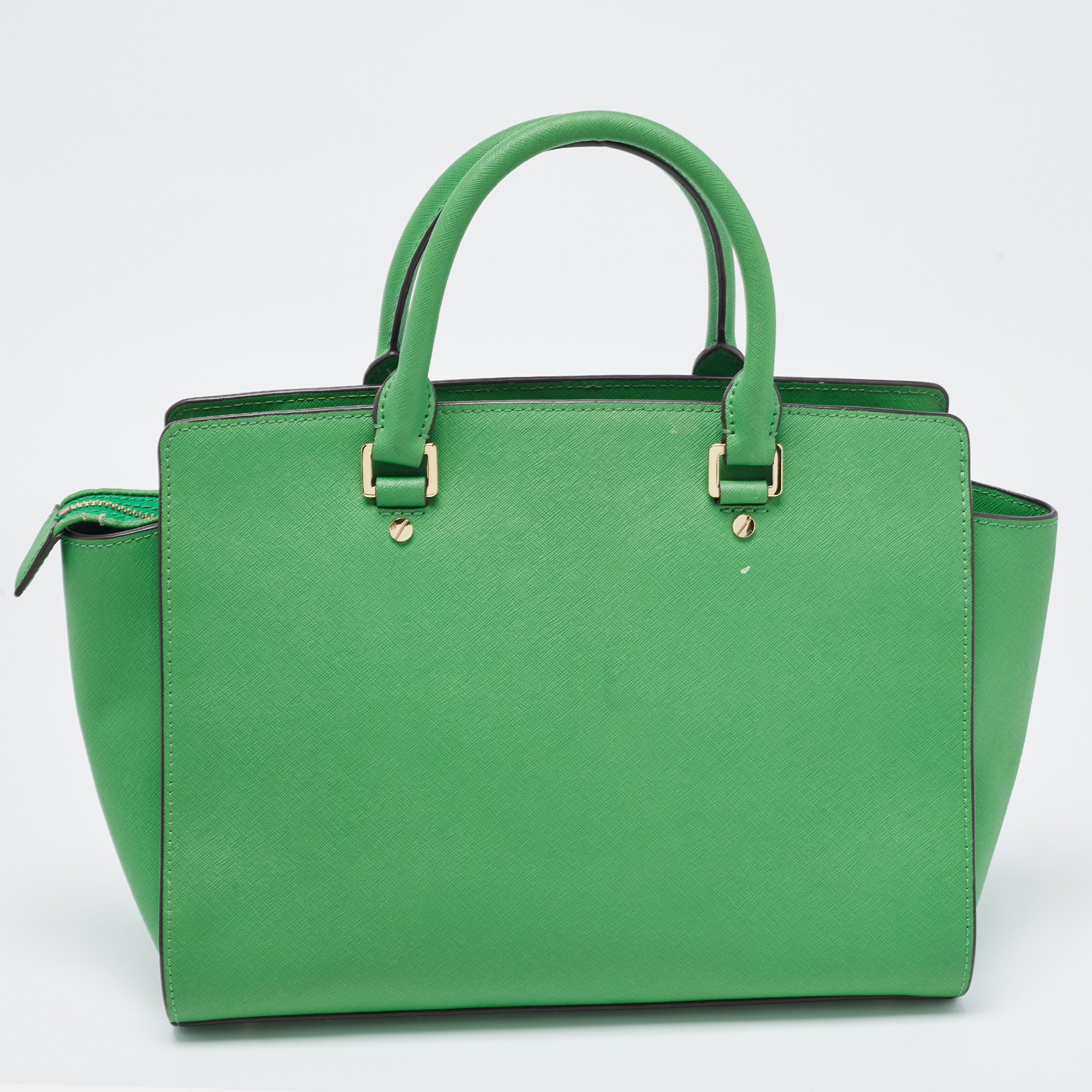 Michael Kors Green Saffiano Lux Leather Large Selma Tote