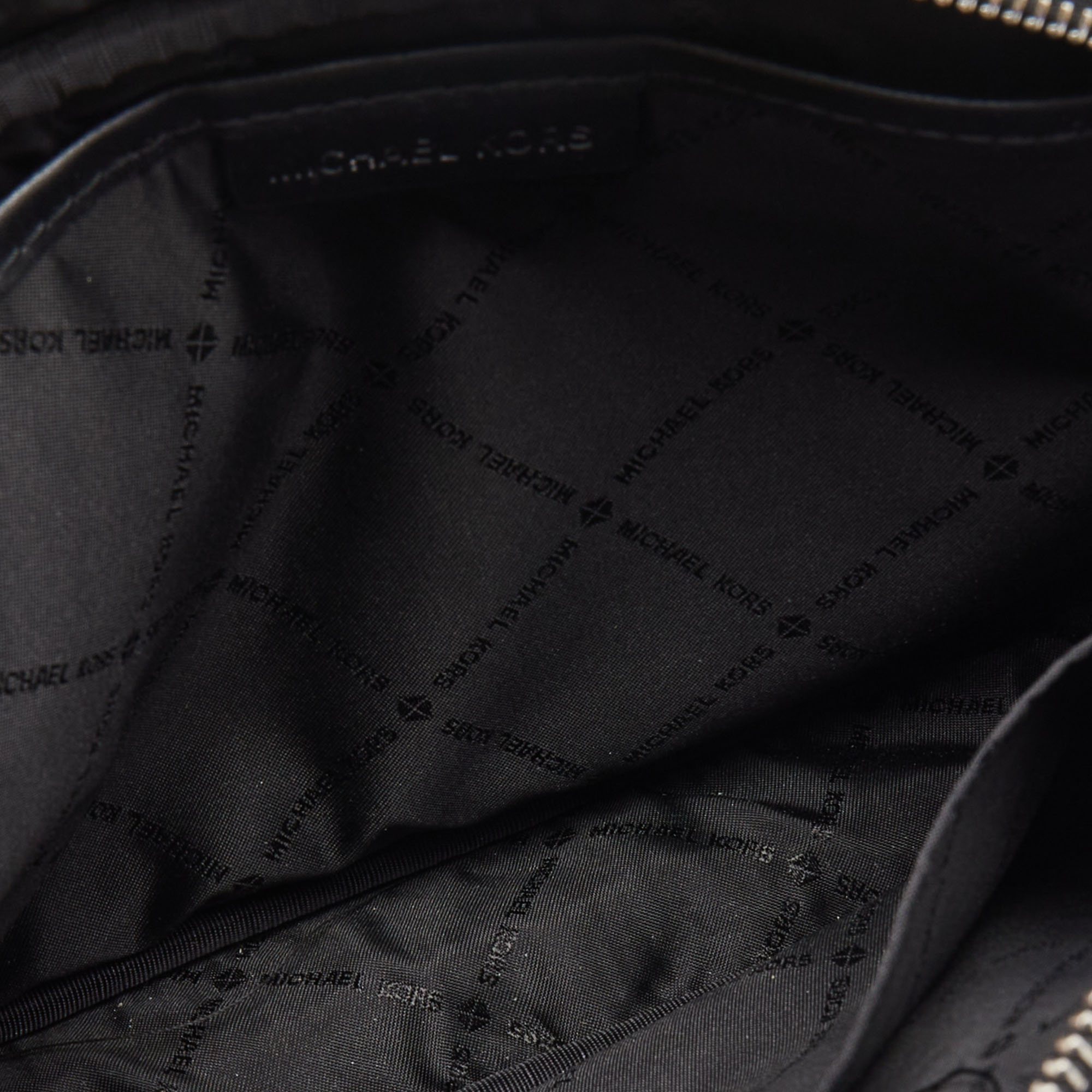 Michael Kors Black Logo Embossed Leather Fulton Sport Crossbody Bag