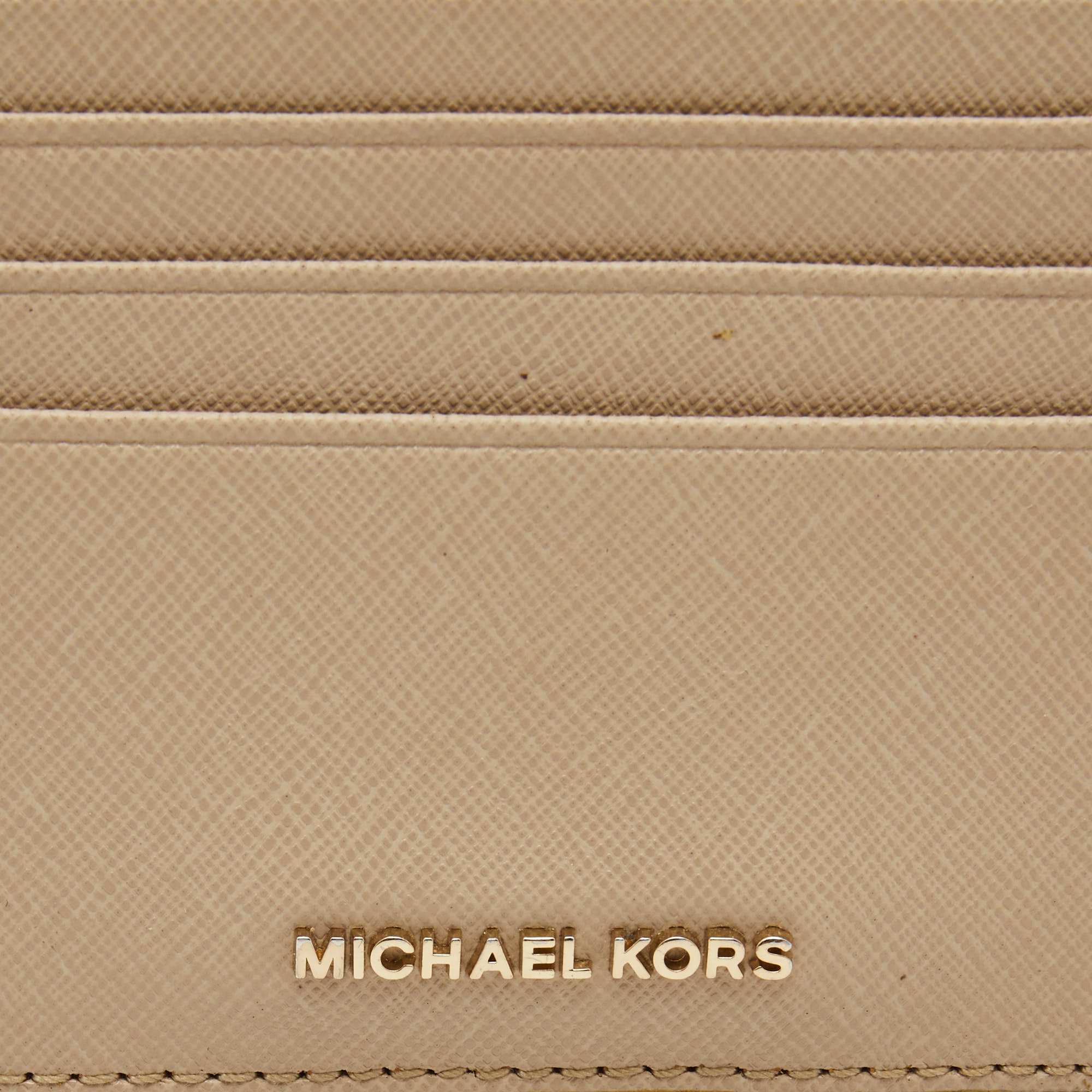 Michael Kors Beige Leather Bifold Card Holder