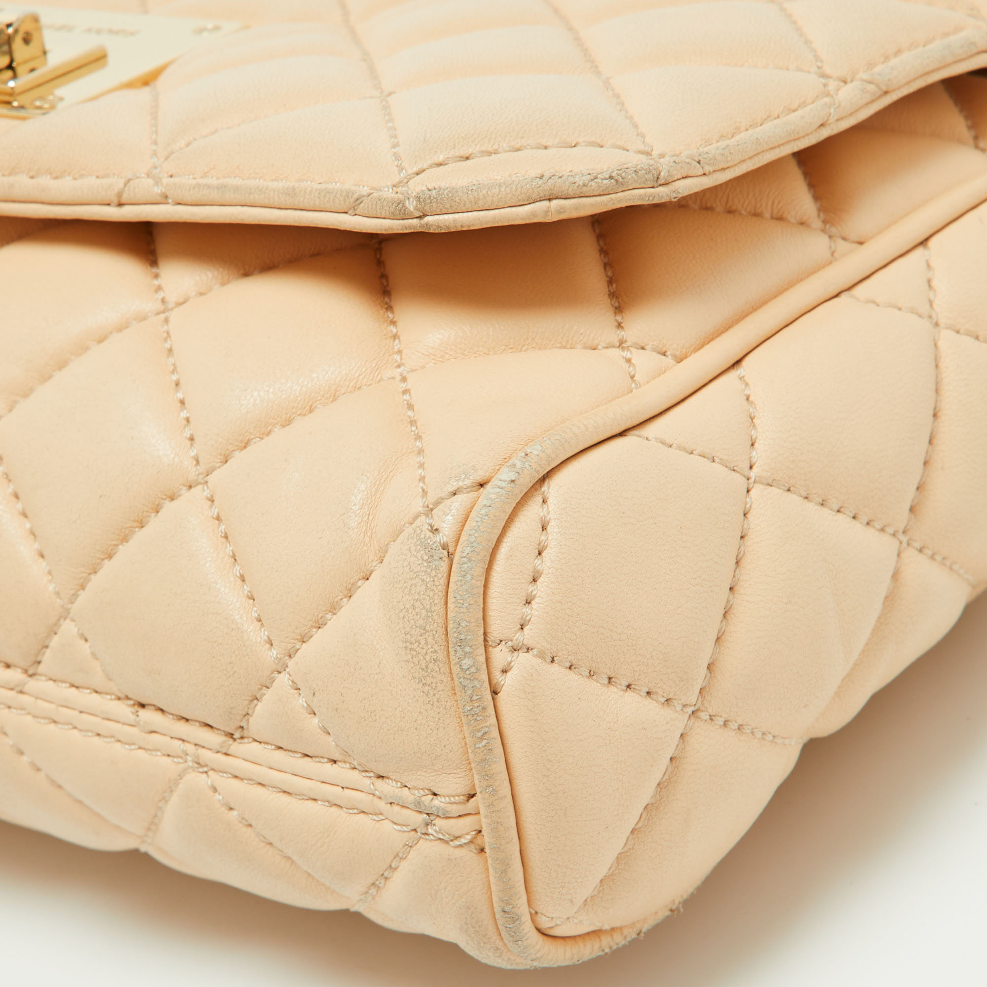 MICHAEL Michael Kors Beige Quilted Leather Sloan Studded Chain Shoulder Bag