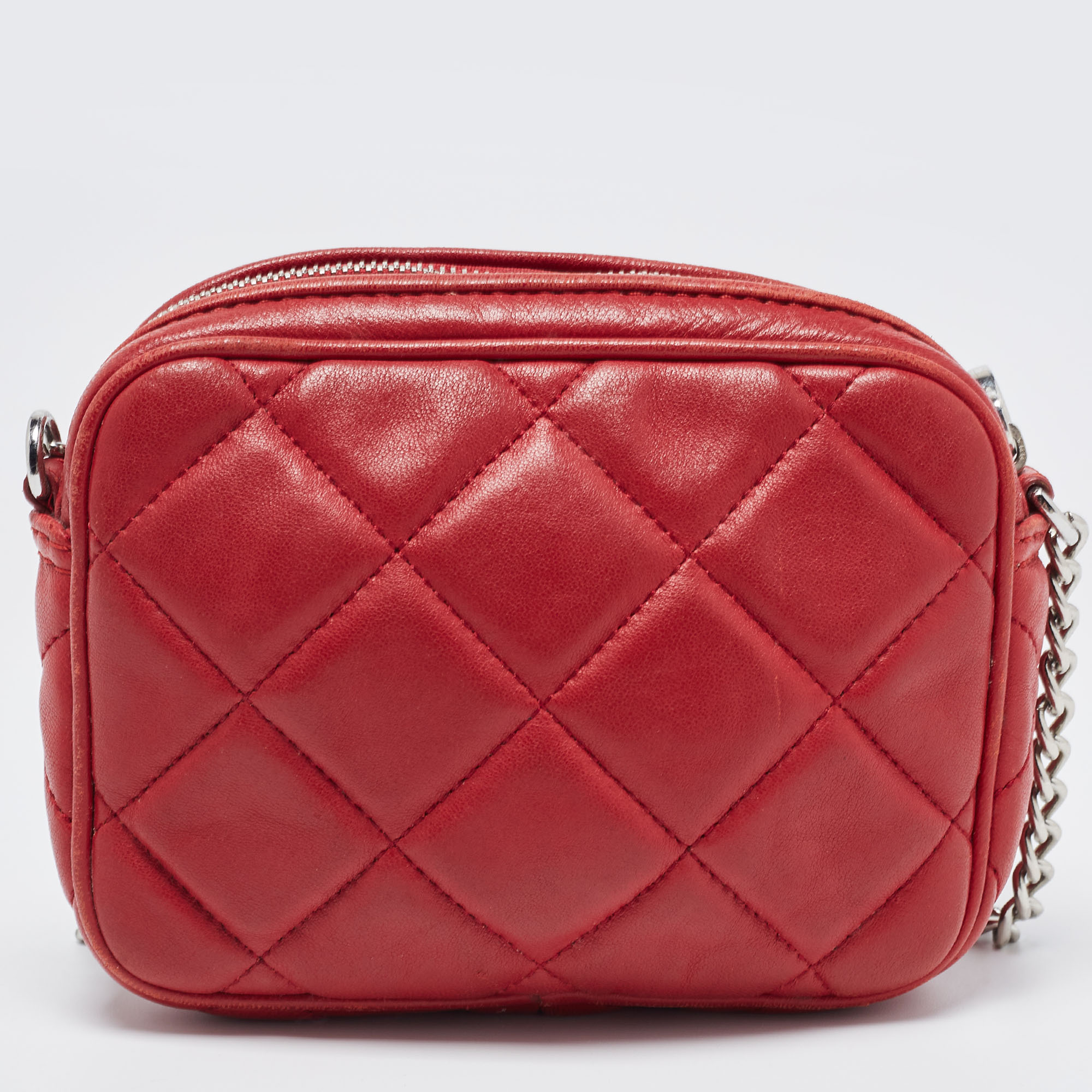 Michael Kors Red Quilted Leather Camera Shoulder Bag