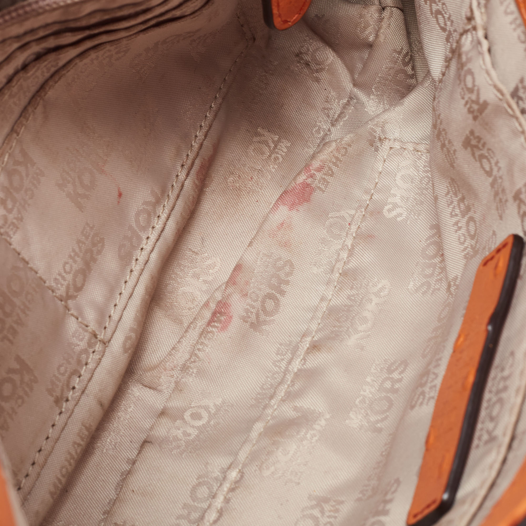 Michael Kors Orange Ostrich Embossed Leather Hamilton Flap Shoulder Bag