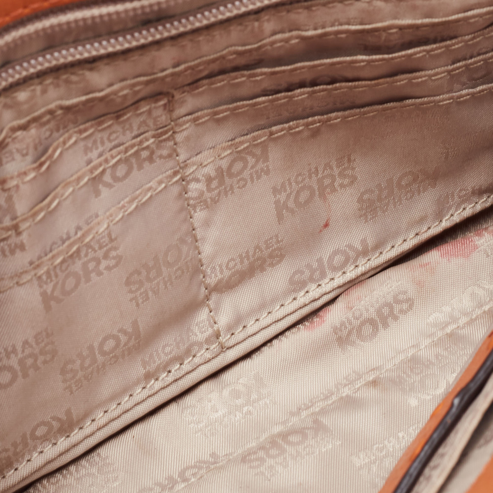Michael Kors Orange Ostrich Embossed Leather Hamilton Flap Shoulder Bag