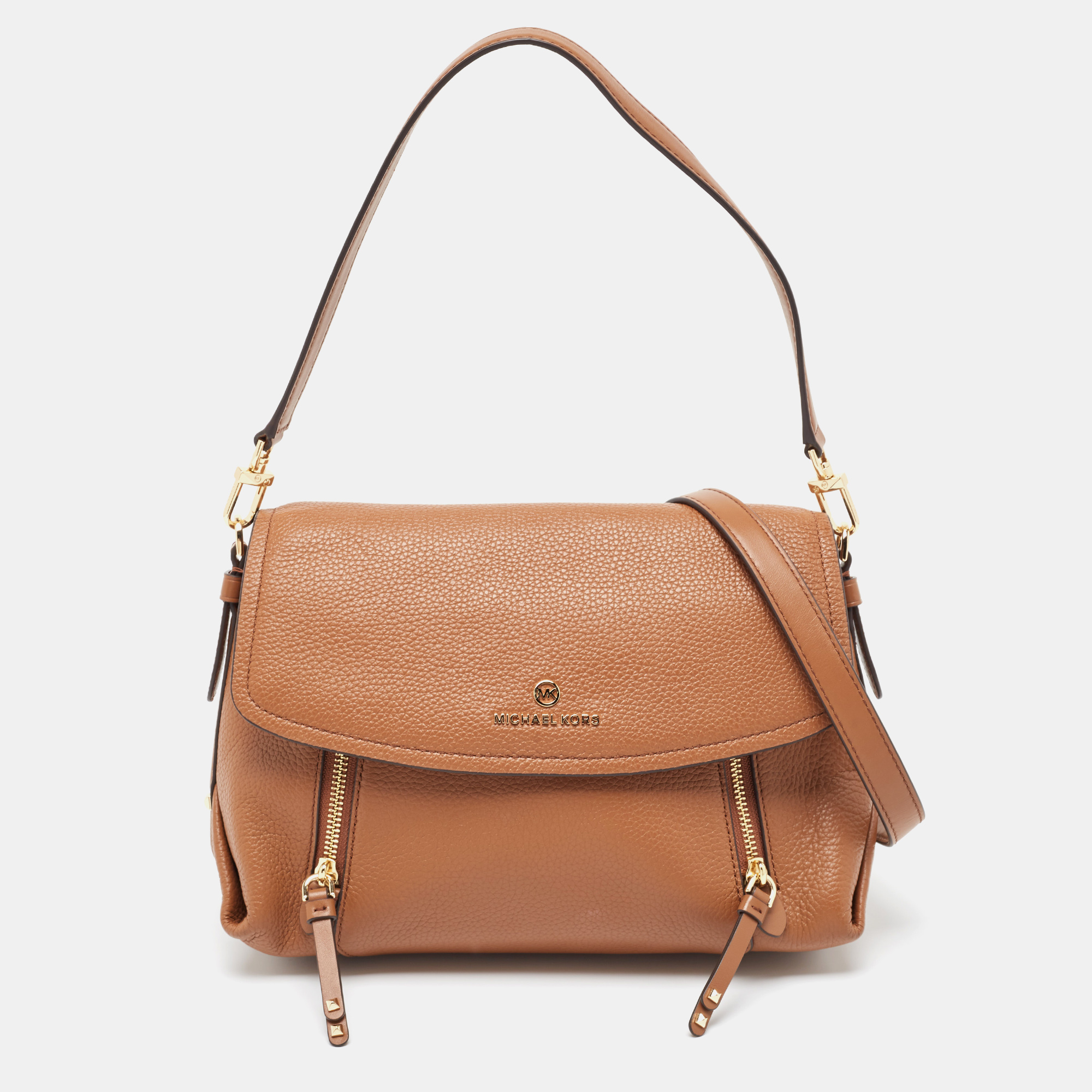 Michael Kors Brown Leather Medium Brooklyn Top Handle Bag