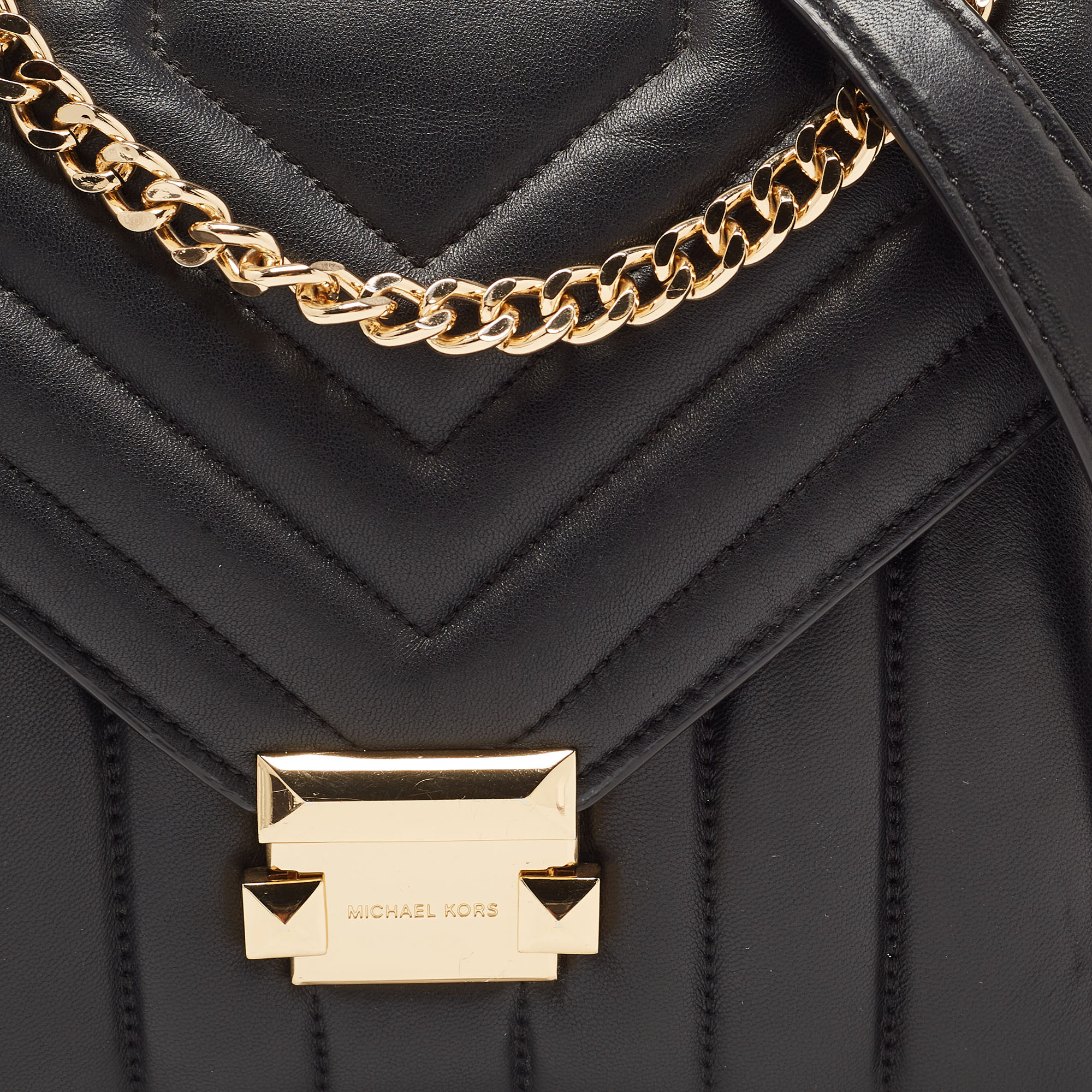 Michael Kors Black Quilted Leather Whitney Shoulder Bag