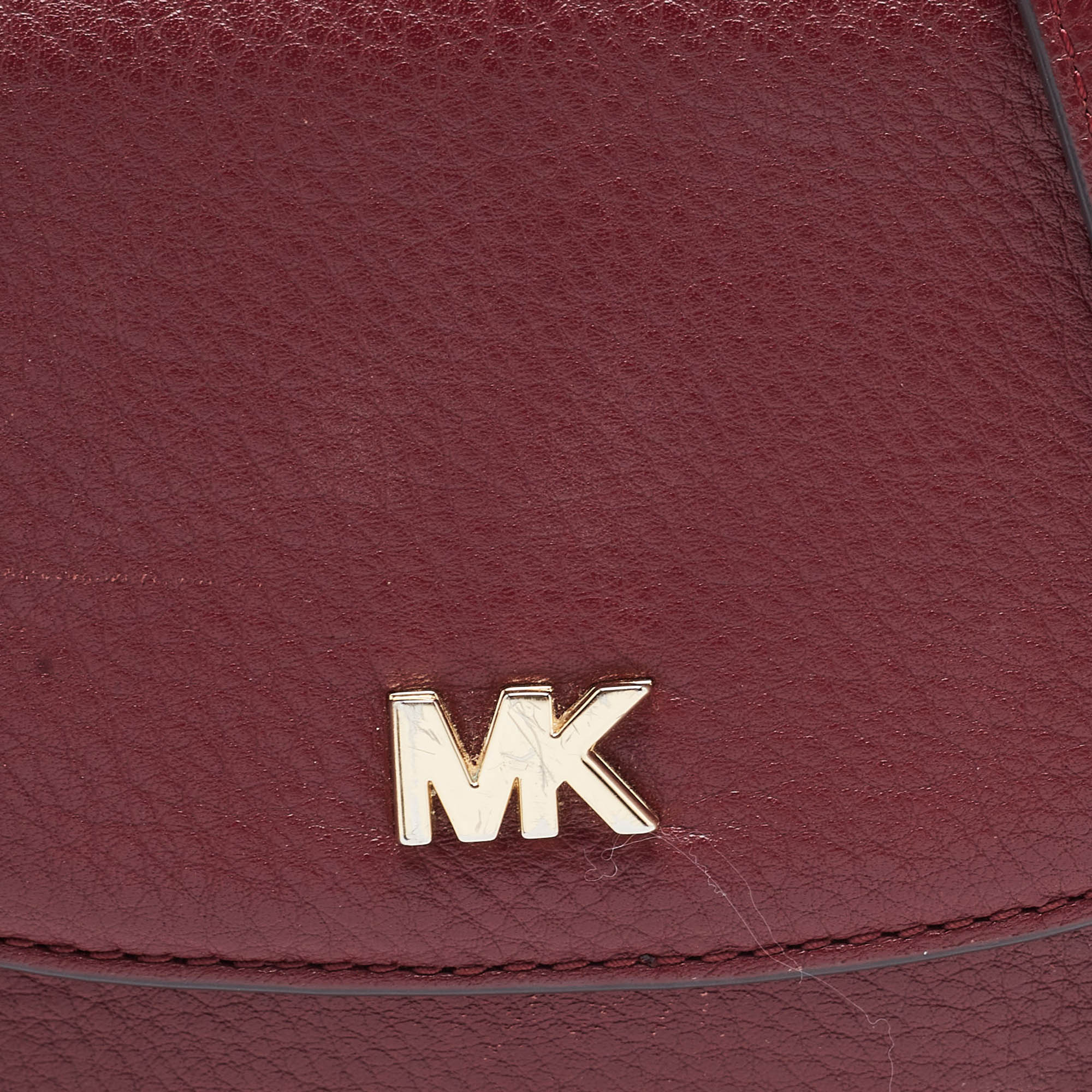 Michael Kors Burgundy Leather Mott Crossbody Bag