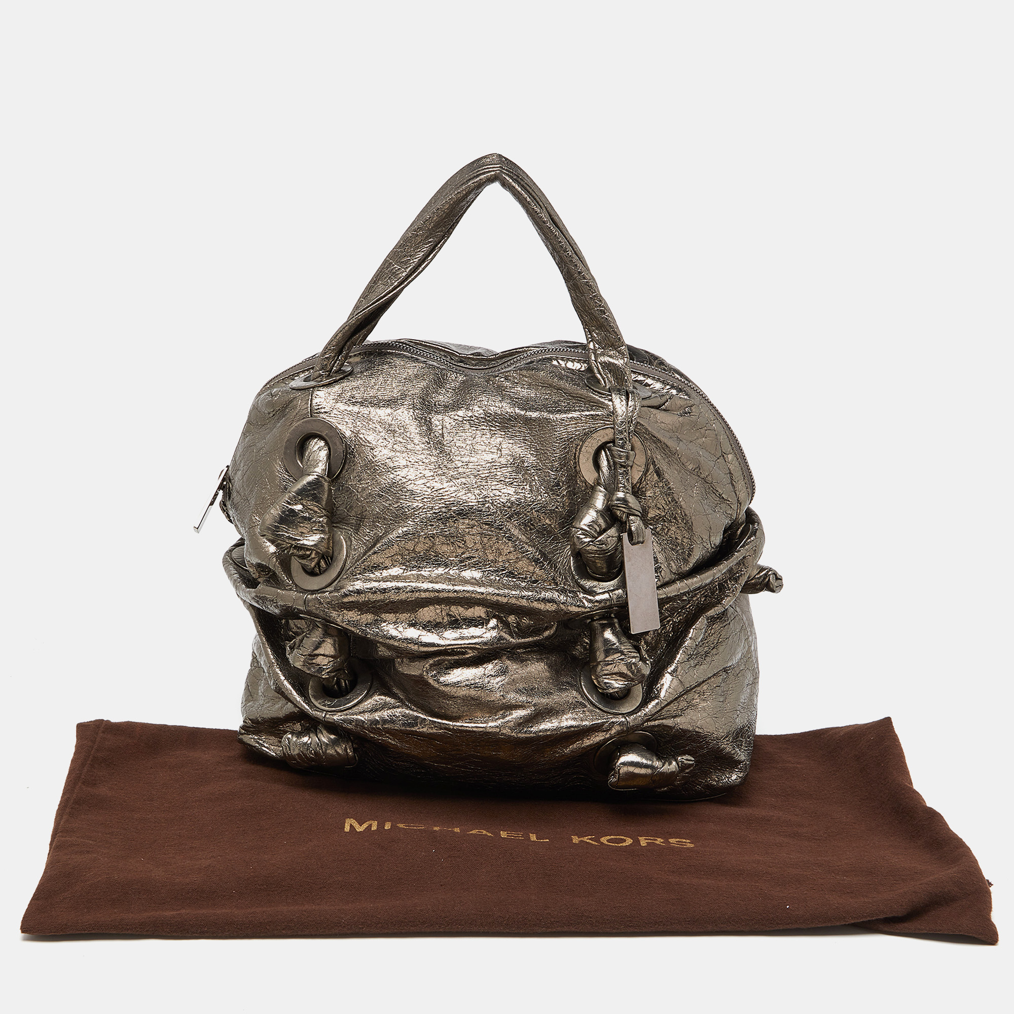 Michael Kors Metallic Gathered Leather Zuma Bag