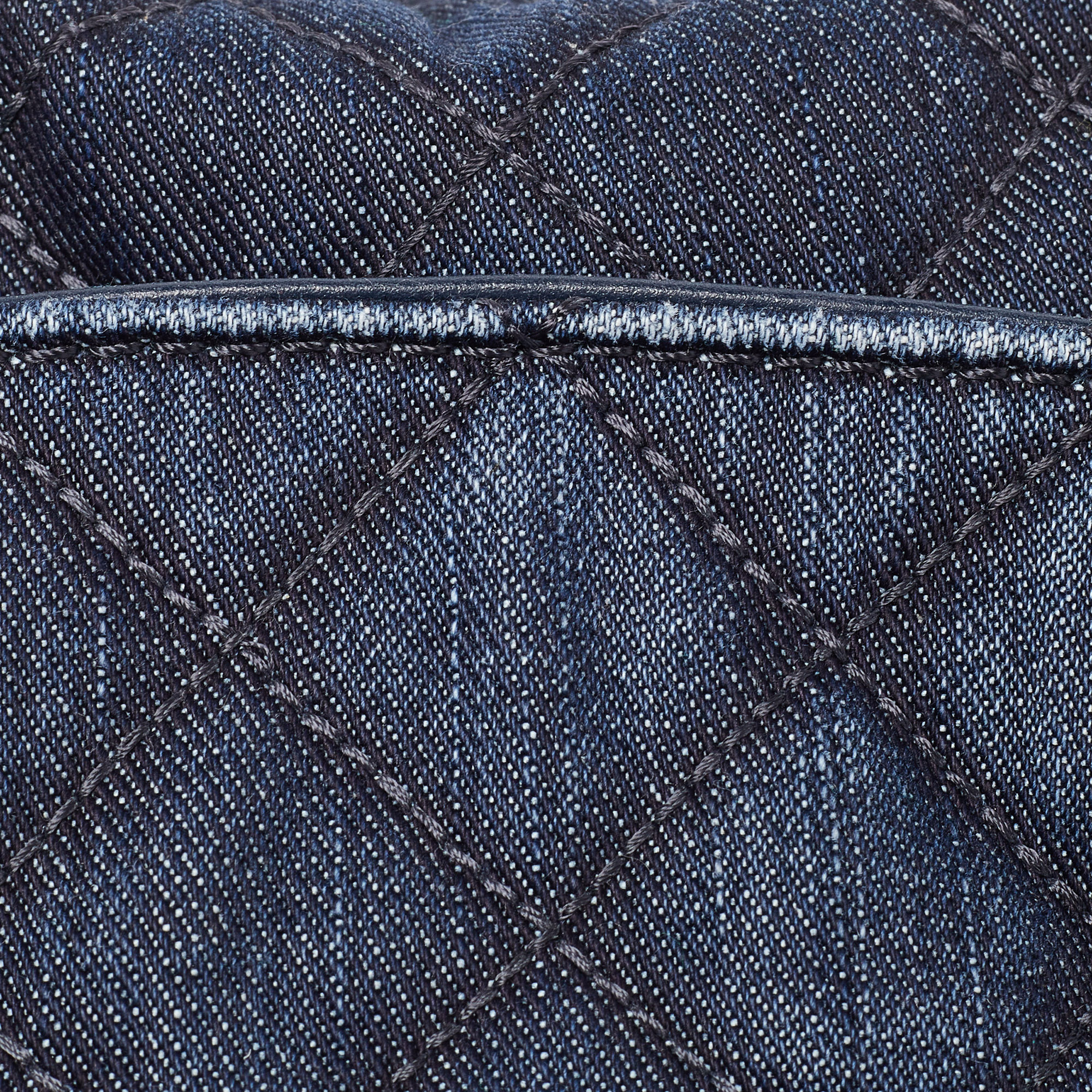 Michael Kors Blue Quilted Denim And Leather Sloan Shoulder Bag